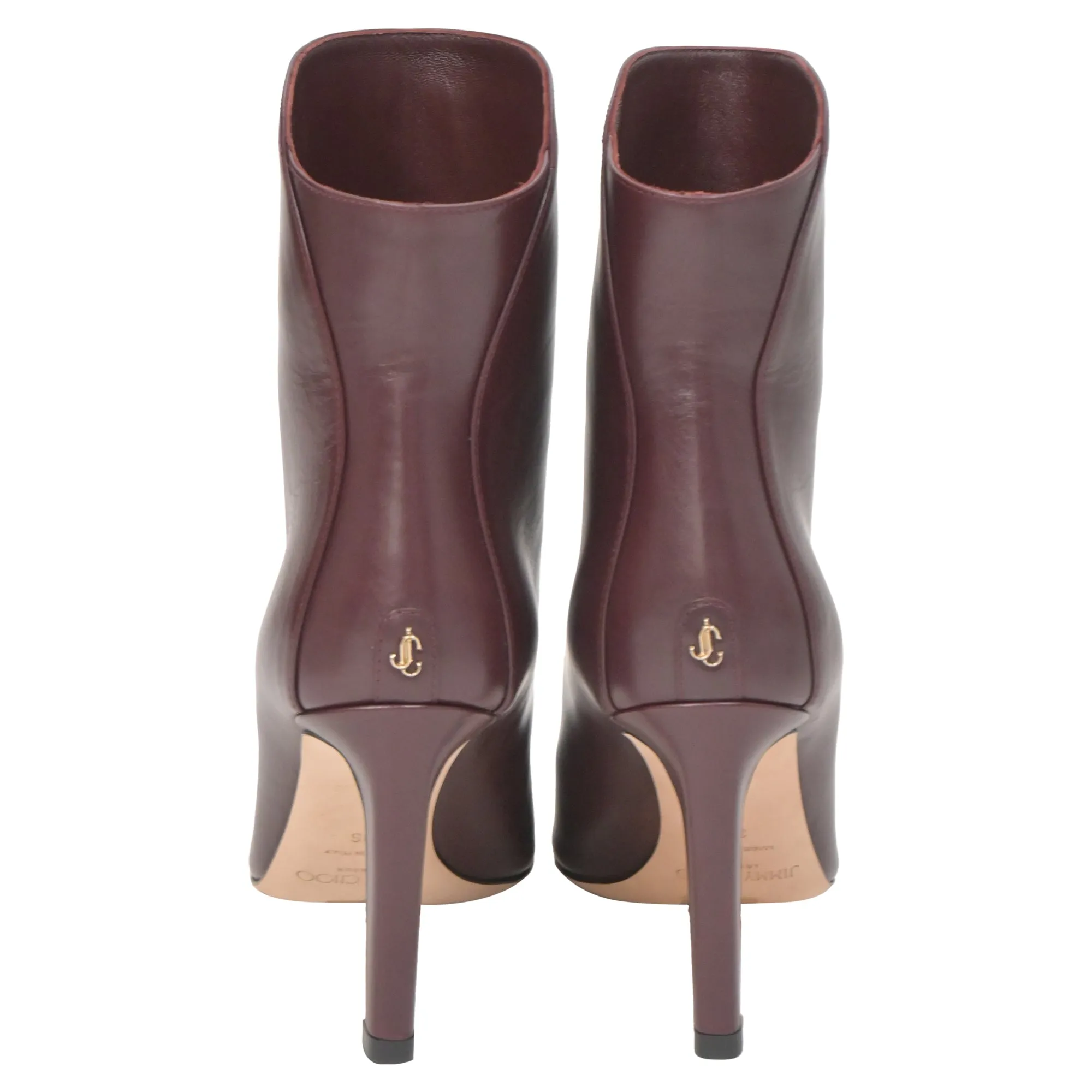 Jimmy Choo Karter 85 Stiefeletten mit Absatz in Burgunder Kalbsleder Schuhe_Jimmy-Choo