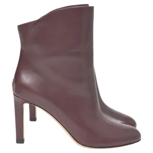 Jimmy Choo Karter 85 Stiefeletten mit Absatz in Burgunder Kalbsleder Schuhe_Jimmy-Choo