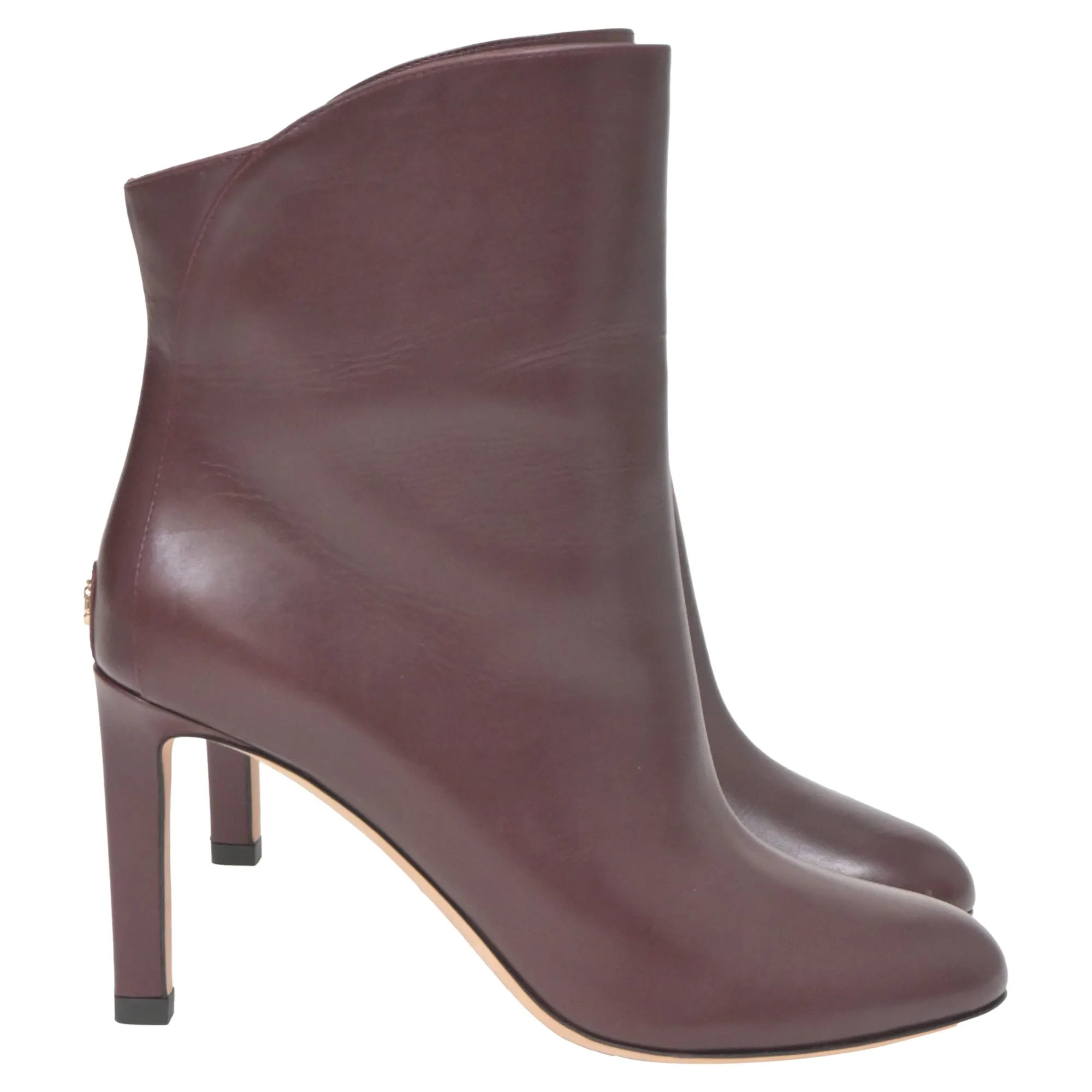 Jimmy Choo Karter 85 Stiefeletten mit Absatz in Burgunder Kalbsleder Schuhe_Jimmy-Choo