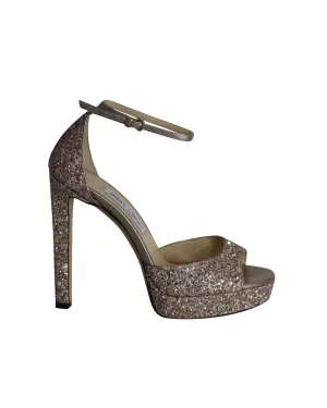 Jimmy Choo Plateausandalen in Pink Glitzer