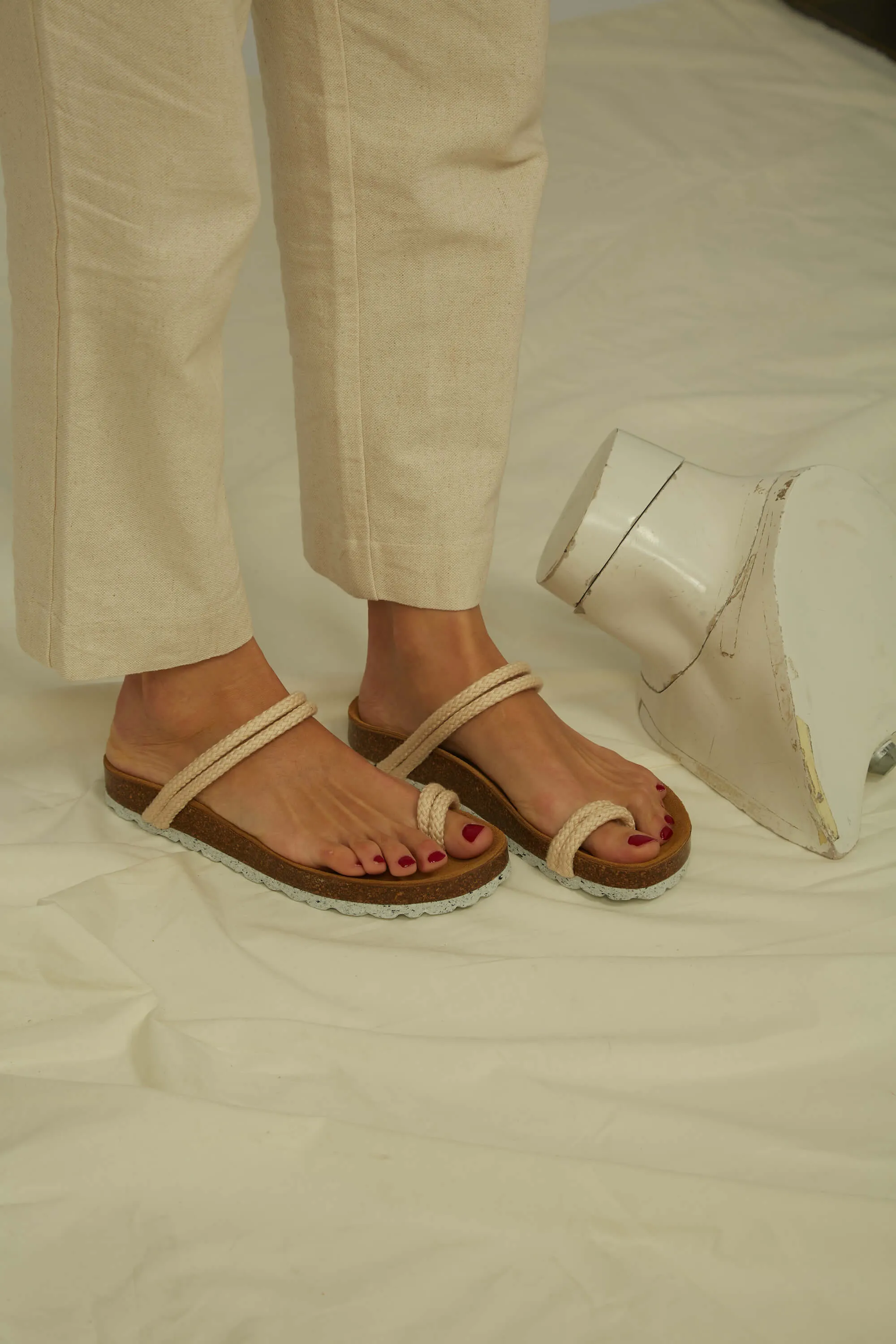La Orotava Vegane Baumwollseil & Kork Sandalen | Natur