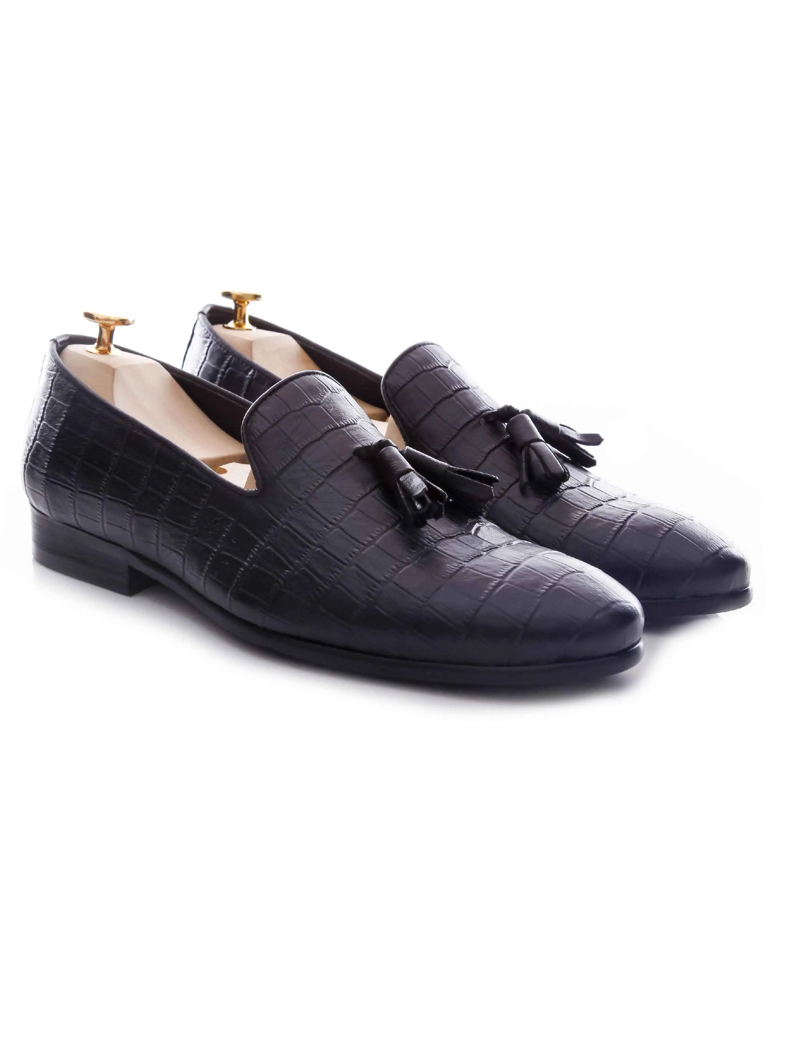 Loafer Pantoffel - Schwarz Krokoleder