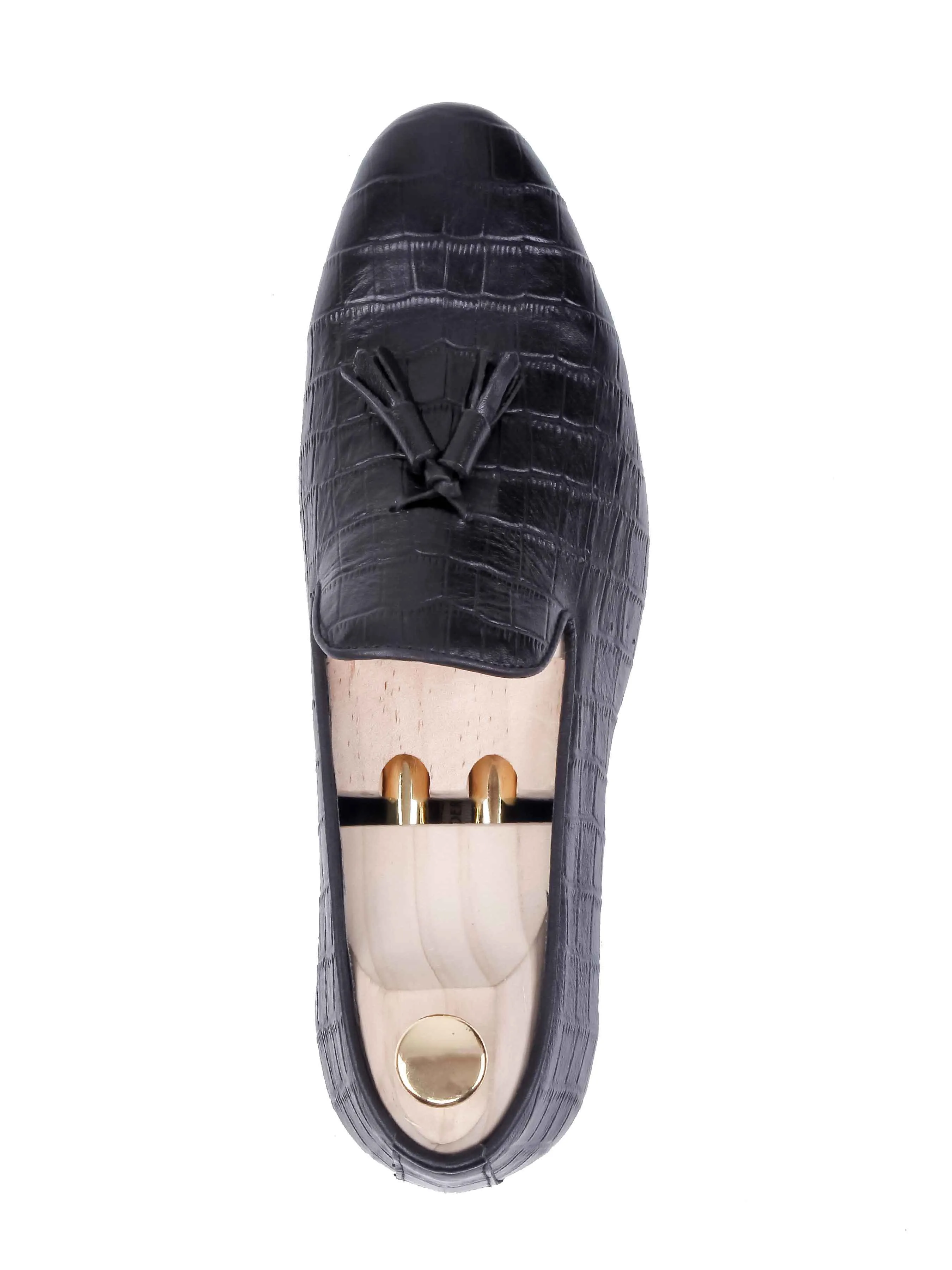 Loafer Pantoffel - Schwarz Krokoleder