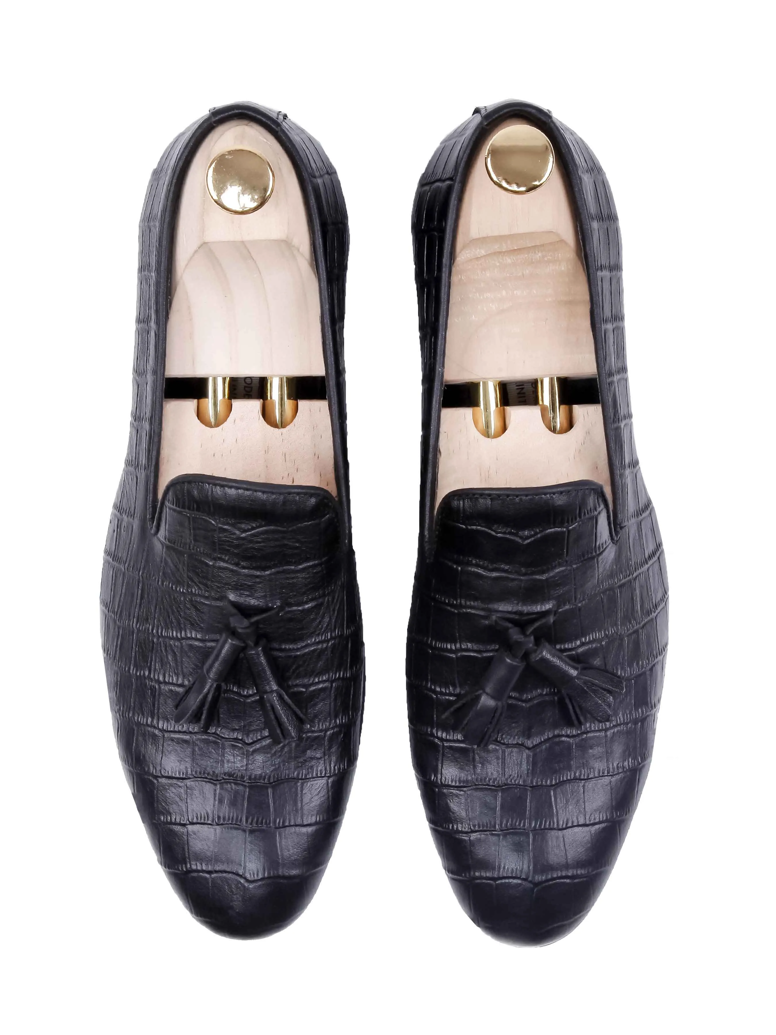 Loafer Pantoffel - Schwarz Krokoleder