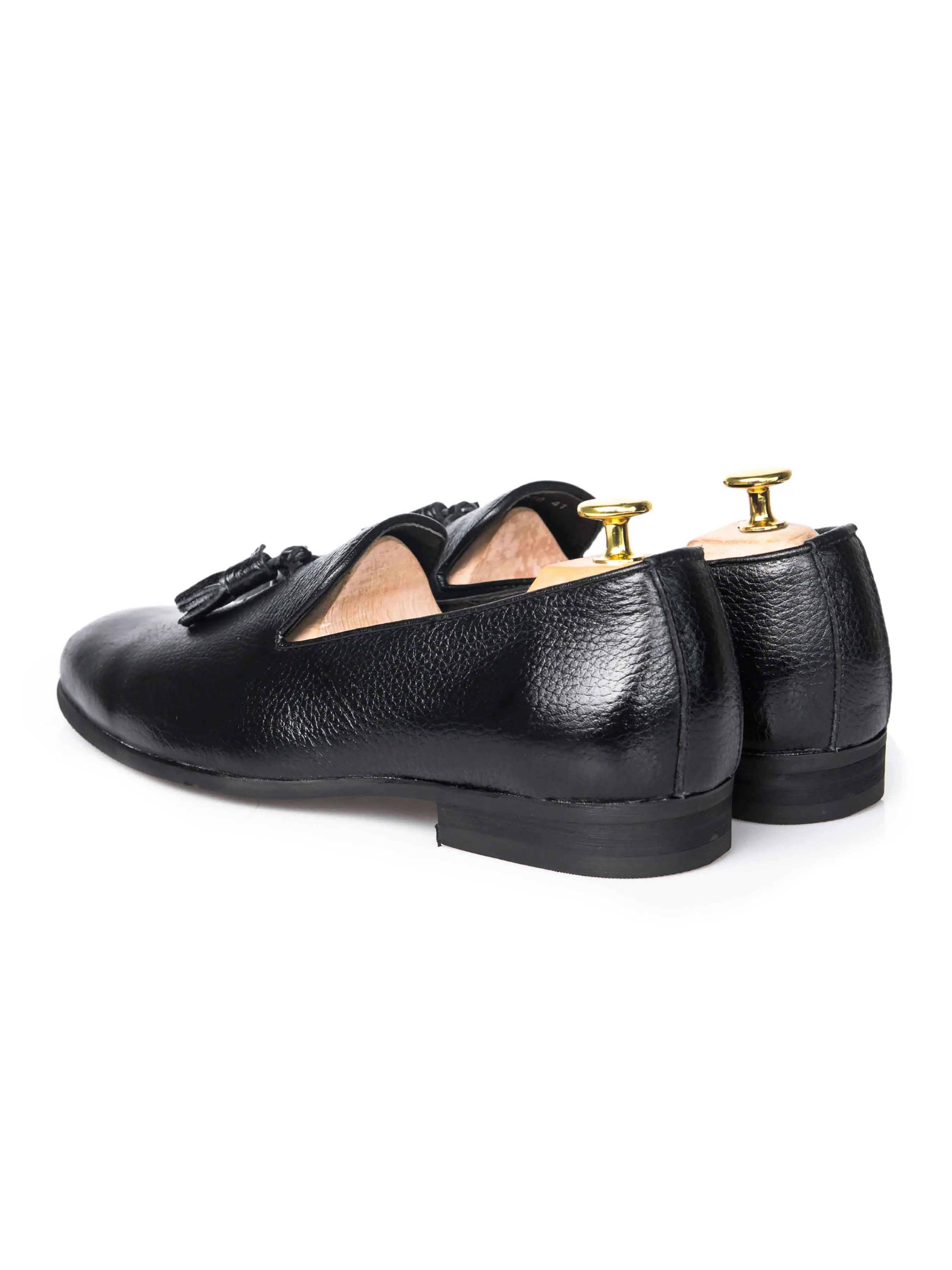 Loafer Pantoffel - Schwarz Pebbled Leder
