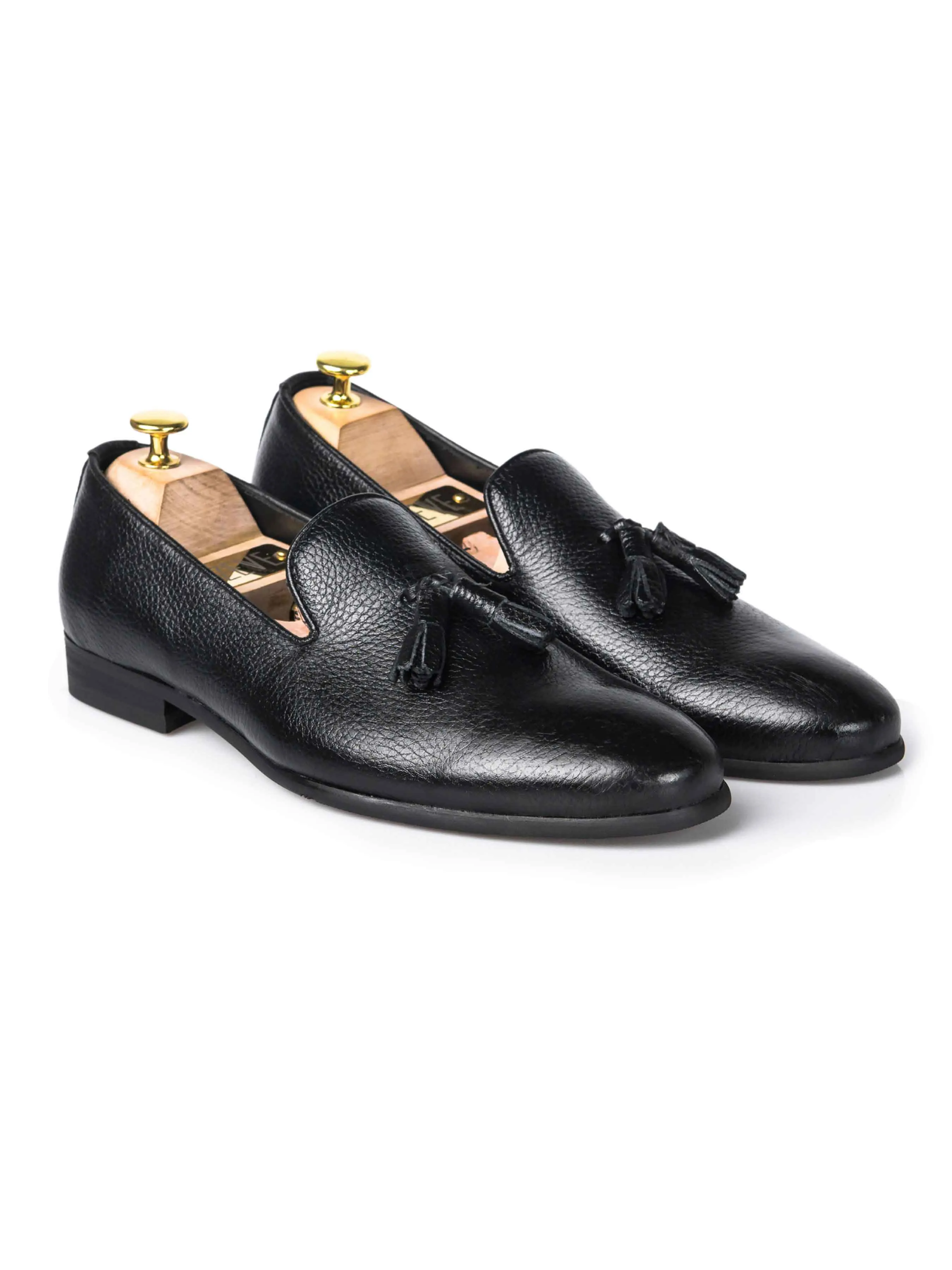 Loafer Pantoffel - Schwarz Pebbled Leder