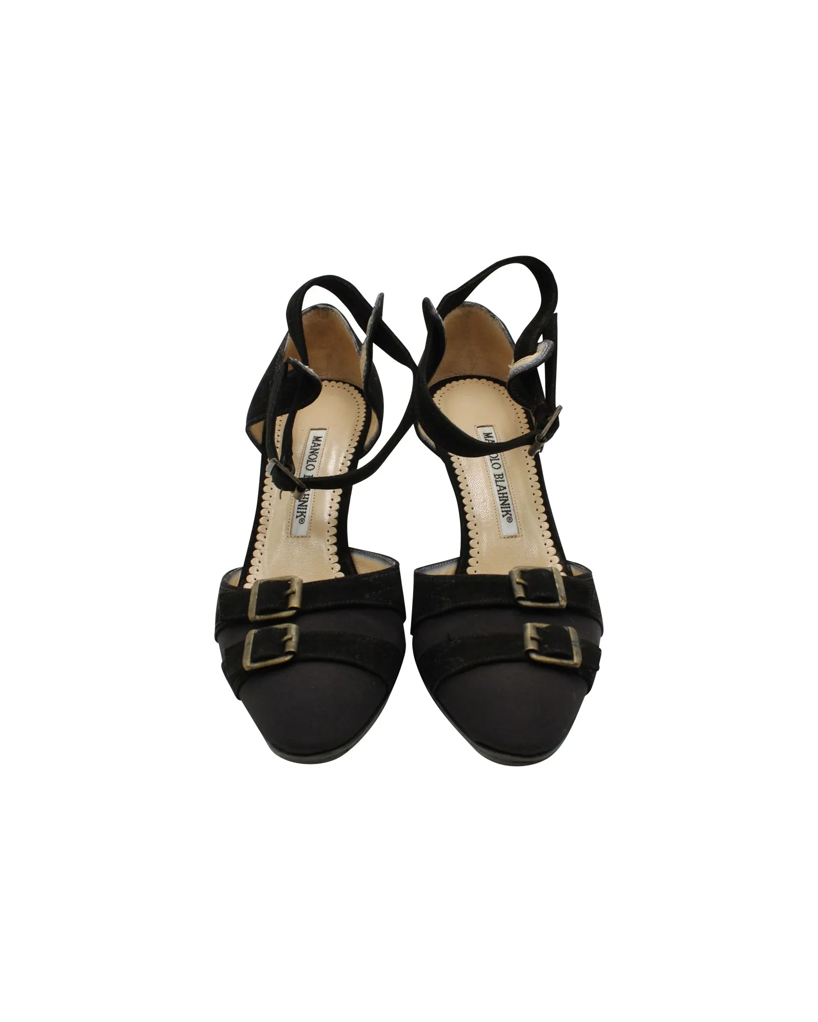 Manolo Blahnik Slingback Sandaletten mit mittlerer Absatz in schwarzem Wildleder