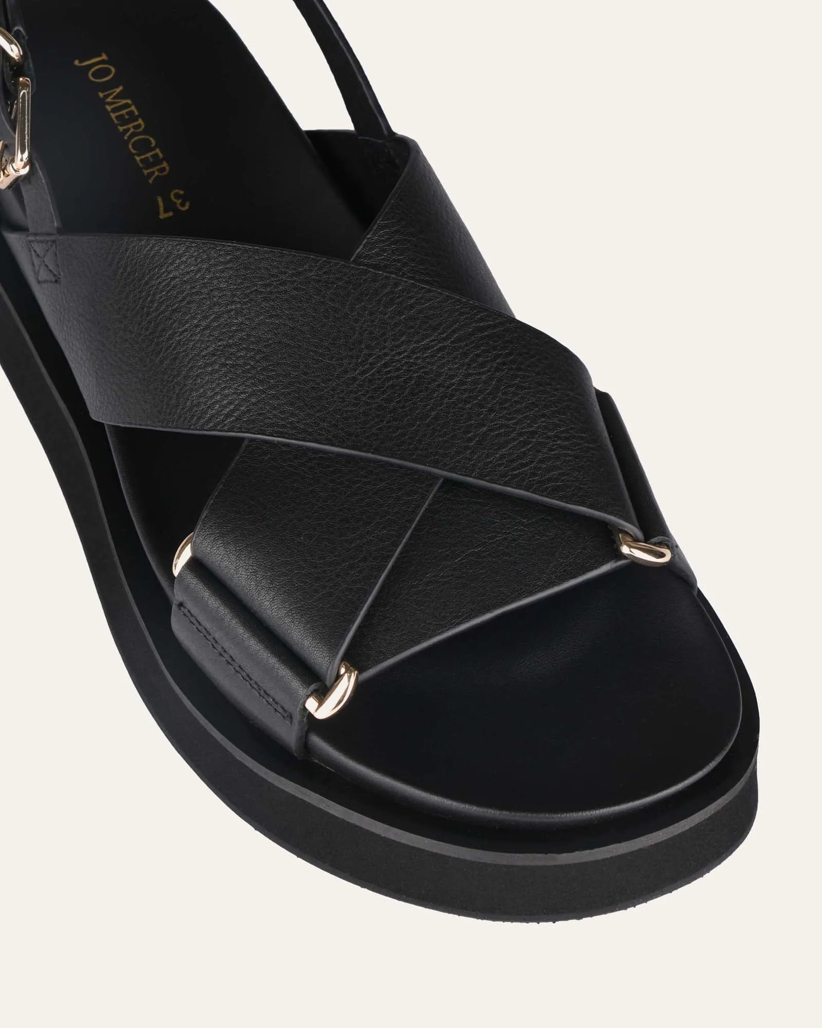 MARLEY FLACHER SANDALEN AUS SCHWARZEM LEDER