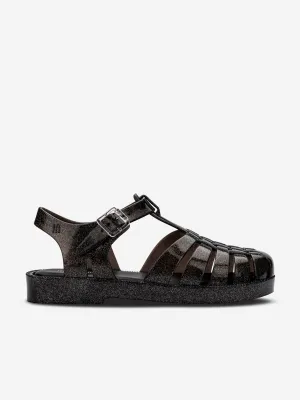 Mini Melissa Mädchen Besitz Glänzende Sandalen in Schwarz