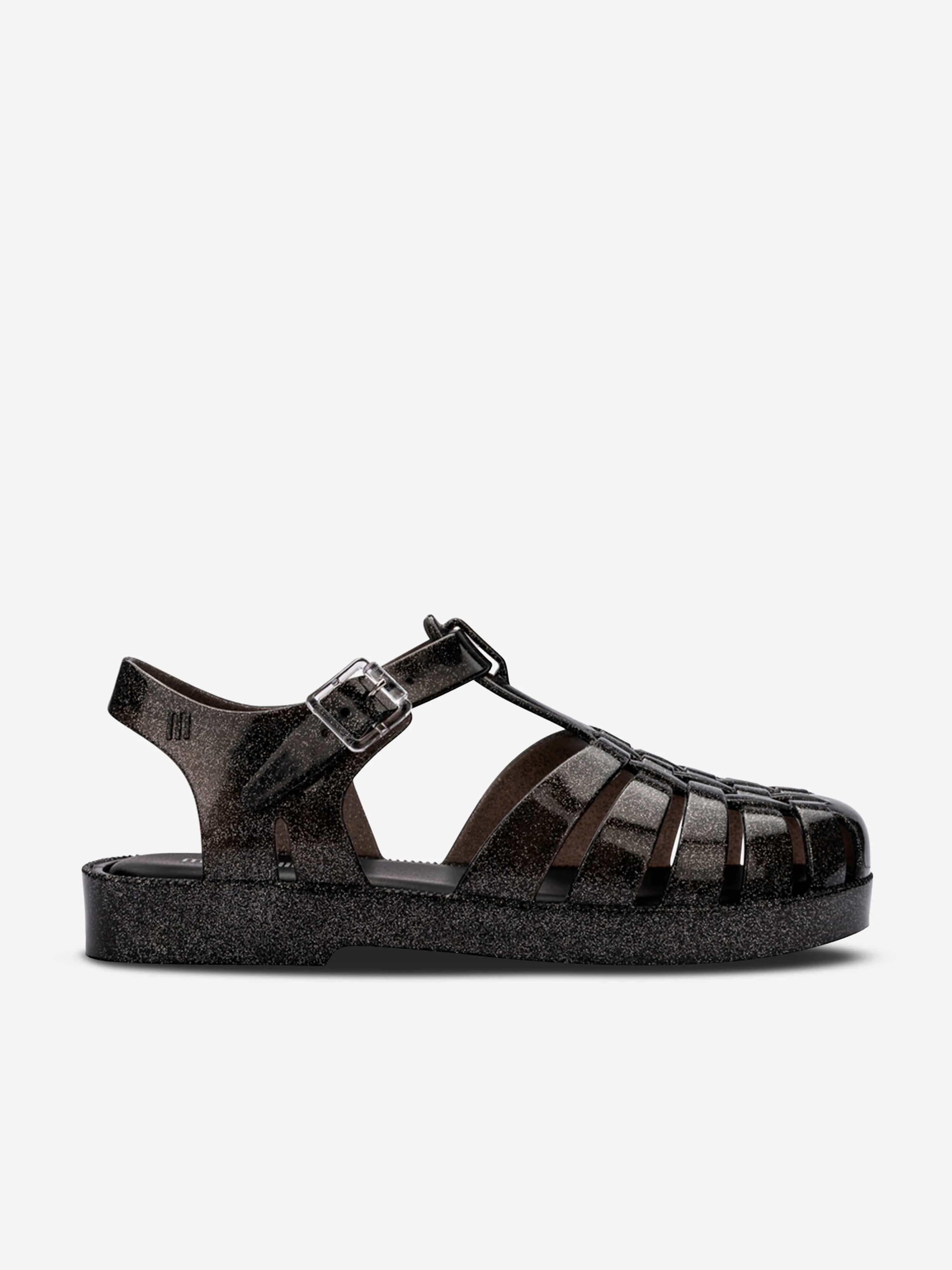 Mini Melissa Mädchen Besitz Glänzende Sandalen in Schwarz