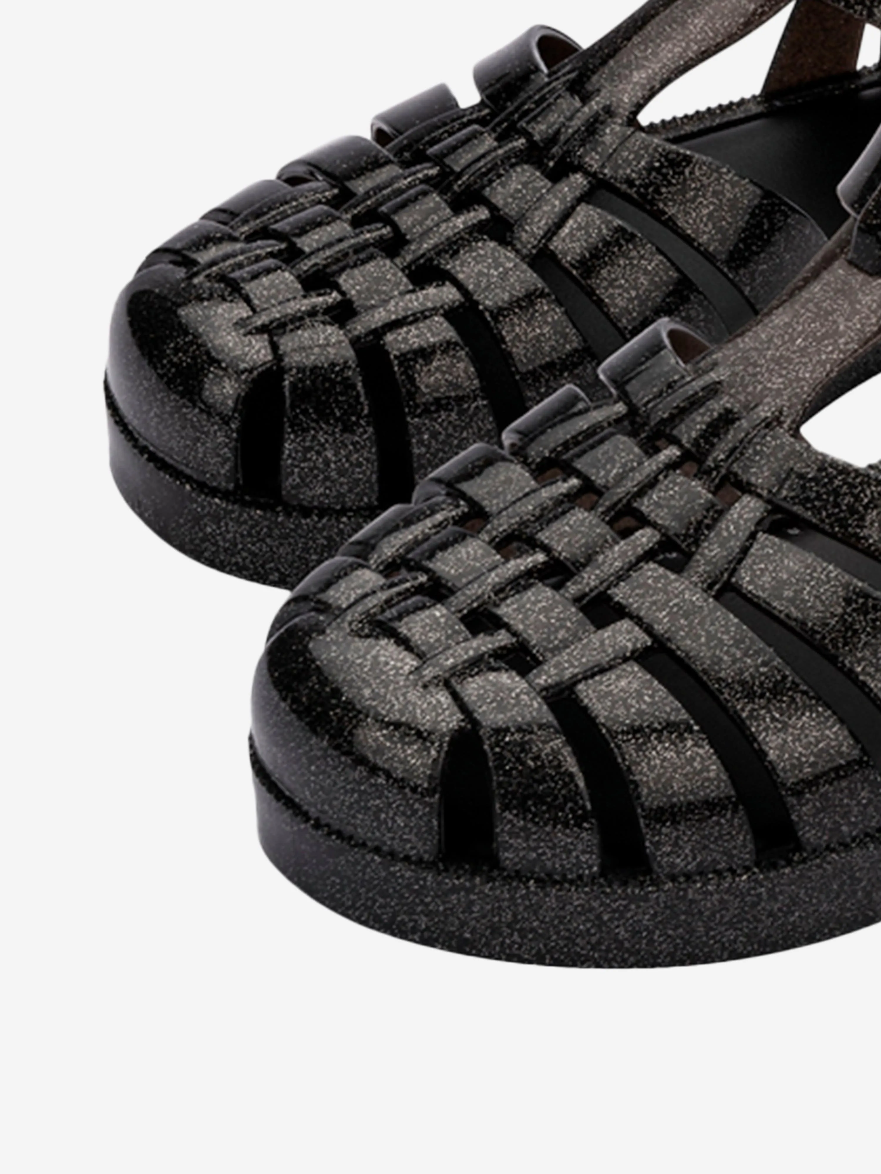 Mini Melissa Mädchen Besitz Glänzende Sandalen in Schwarz