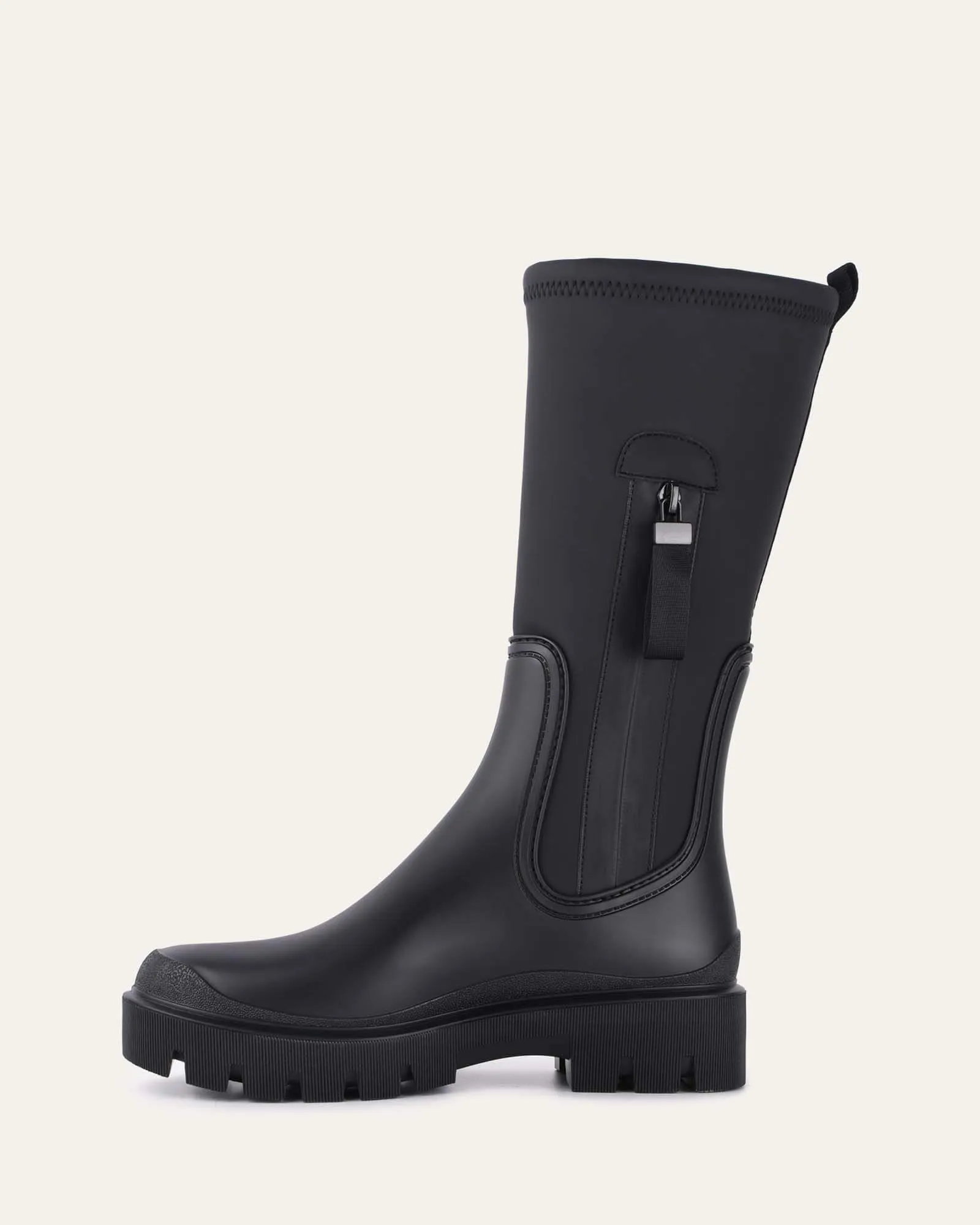MINK KALB STIEFEL SCHWARZ GUMMI
