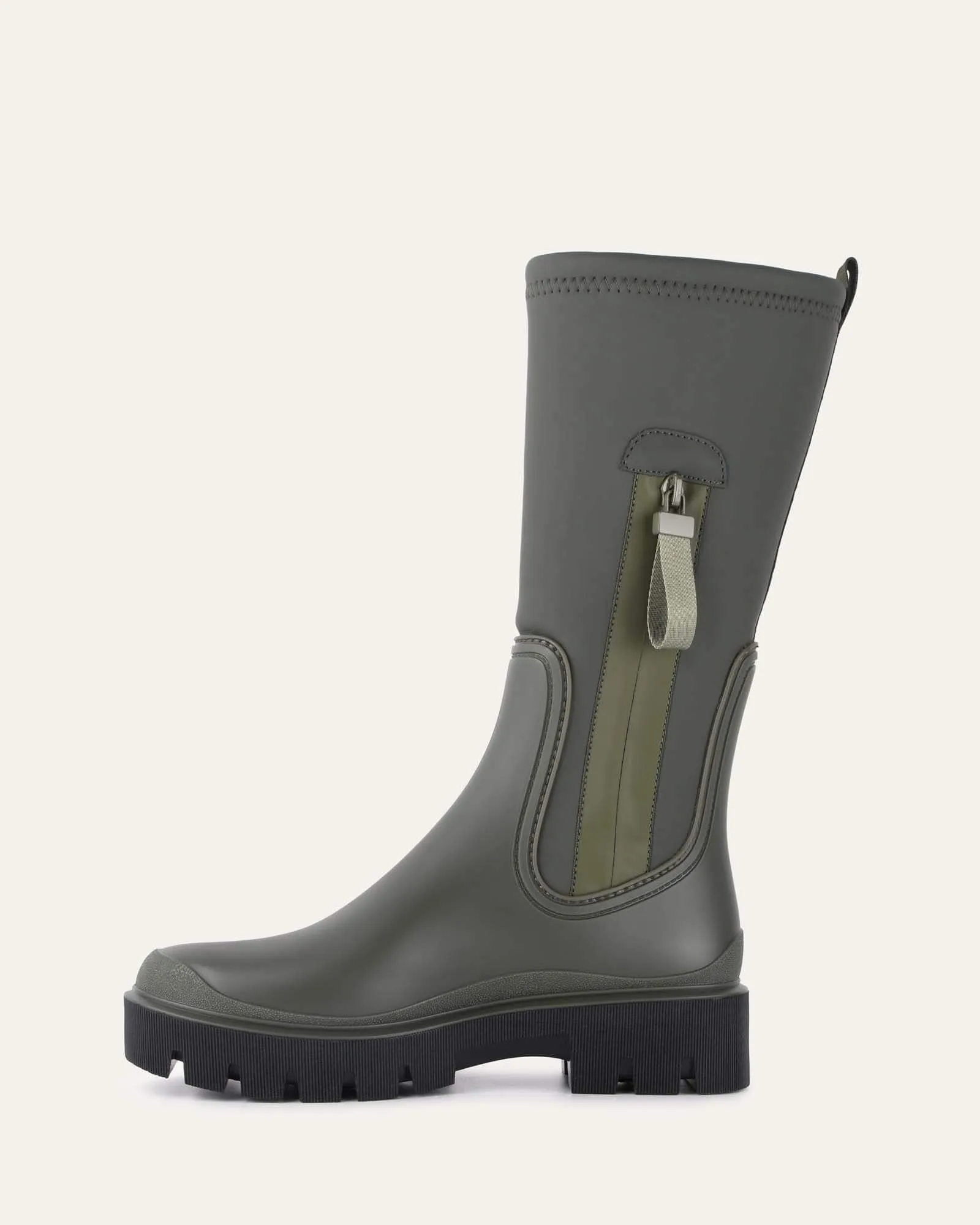 MINK KALB STIEFEL KHAKI GUMMI
