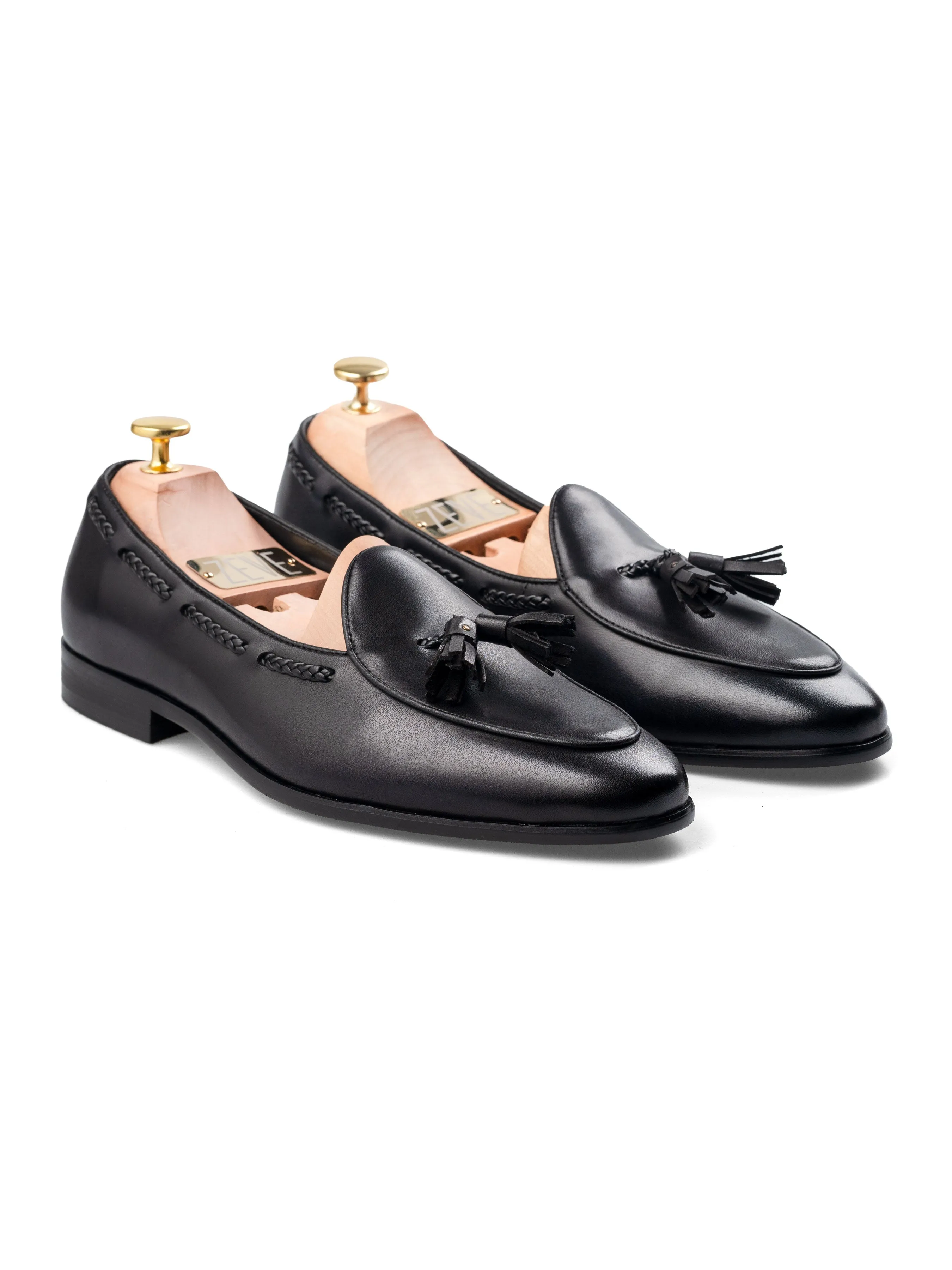 Noel Belgische Loafer mit Quaste - Einfarbig Schwarz