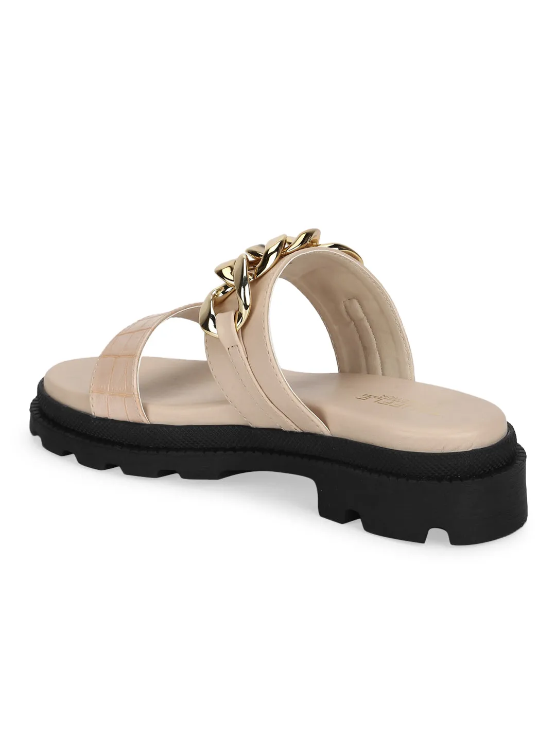 Nackte PU-Plattformschuhe mit Kette (TC-ST-1219-NUDPU)