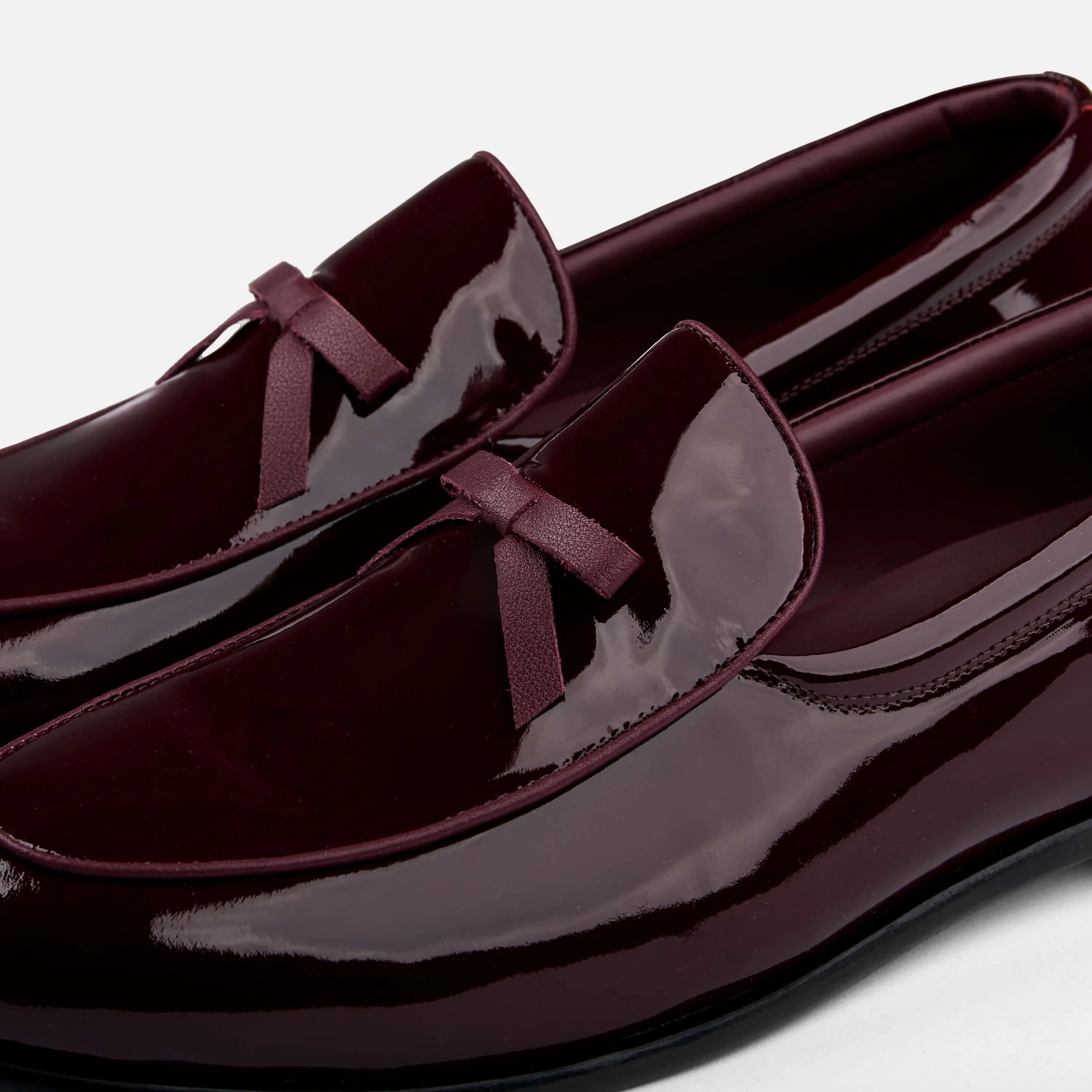Odell Burgunder Lackleder Belgische Loafers