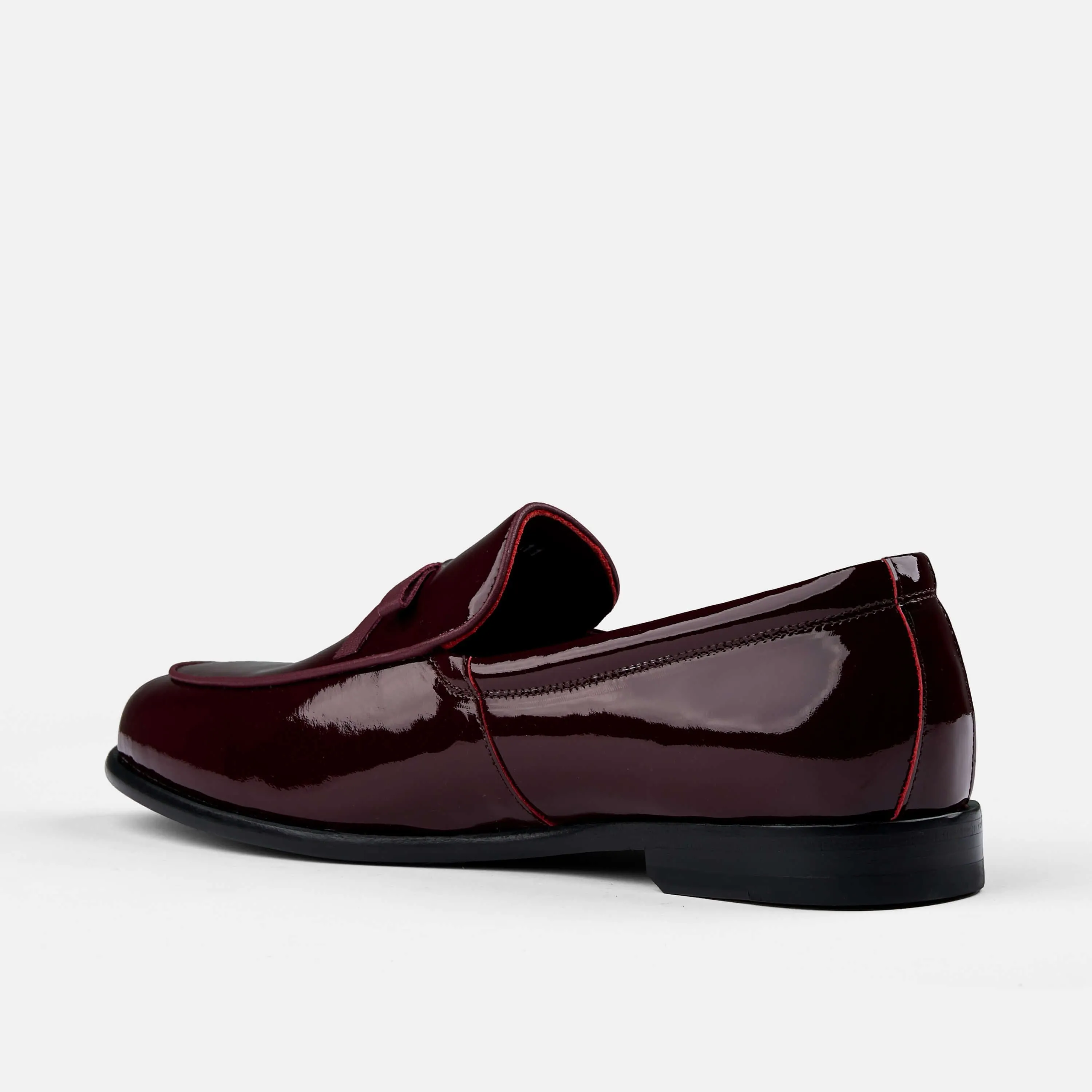 Odell Burgunder Lackleder Belgische Loafers