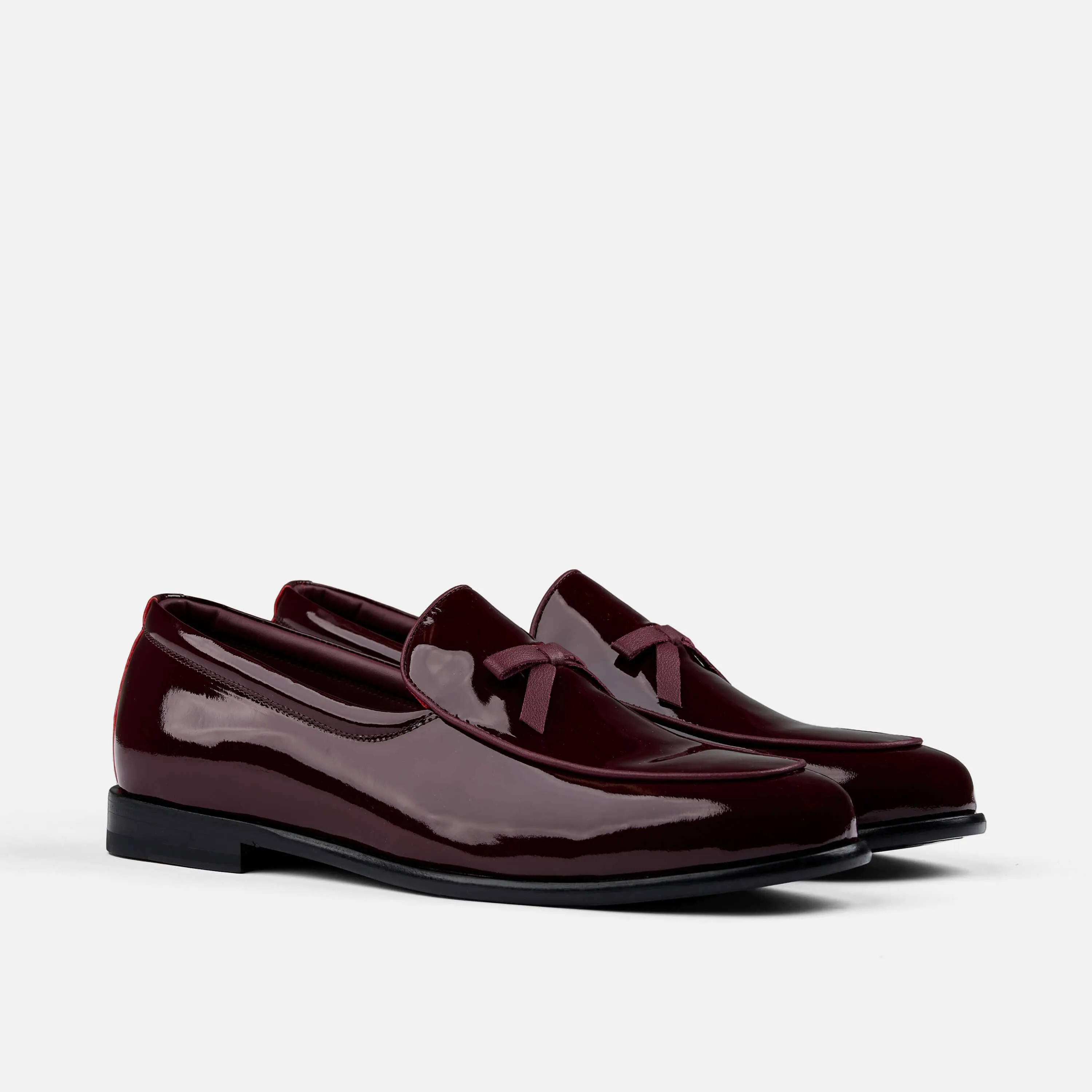 Odell Burgunder Lackleder Belgische Loafers