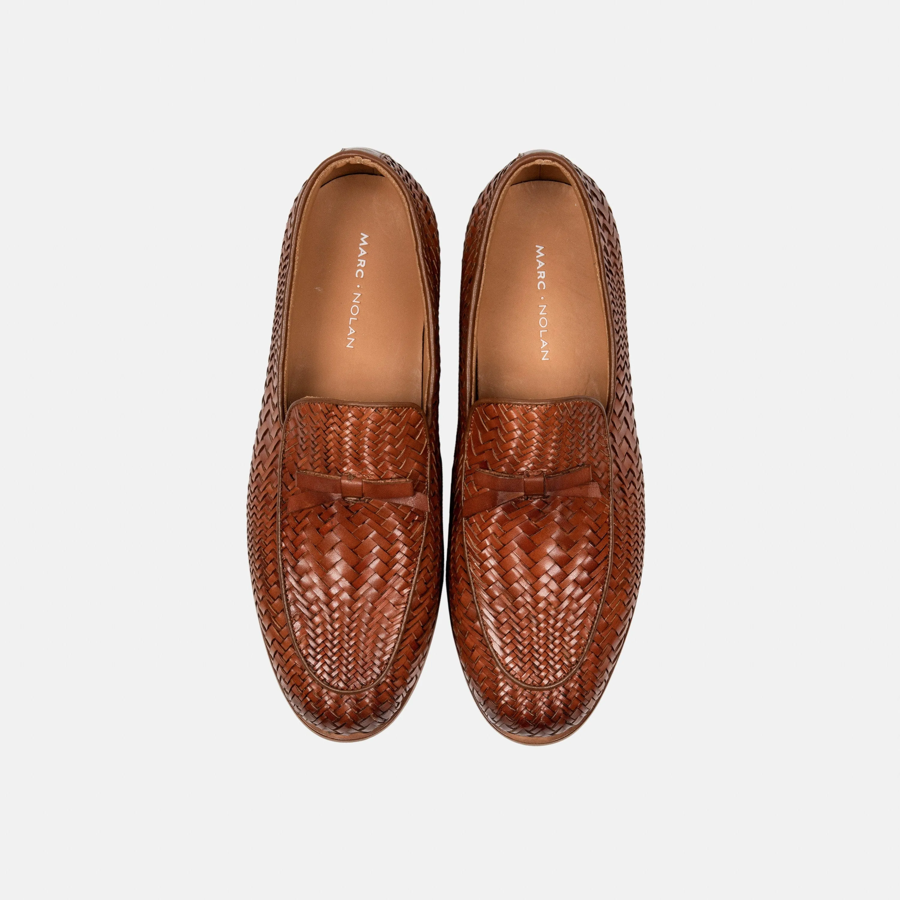 Odell Karamell Gewebte Leder Belgische Loafers
