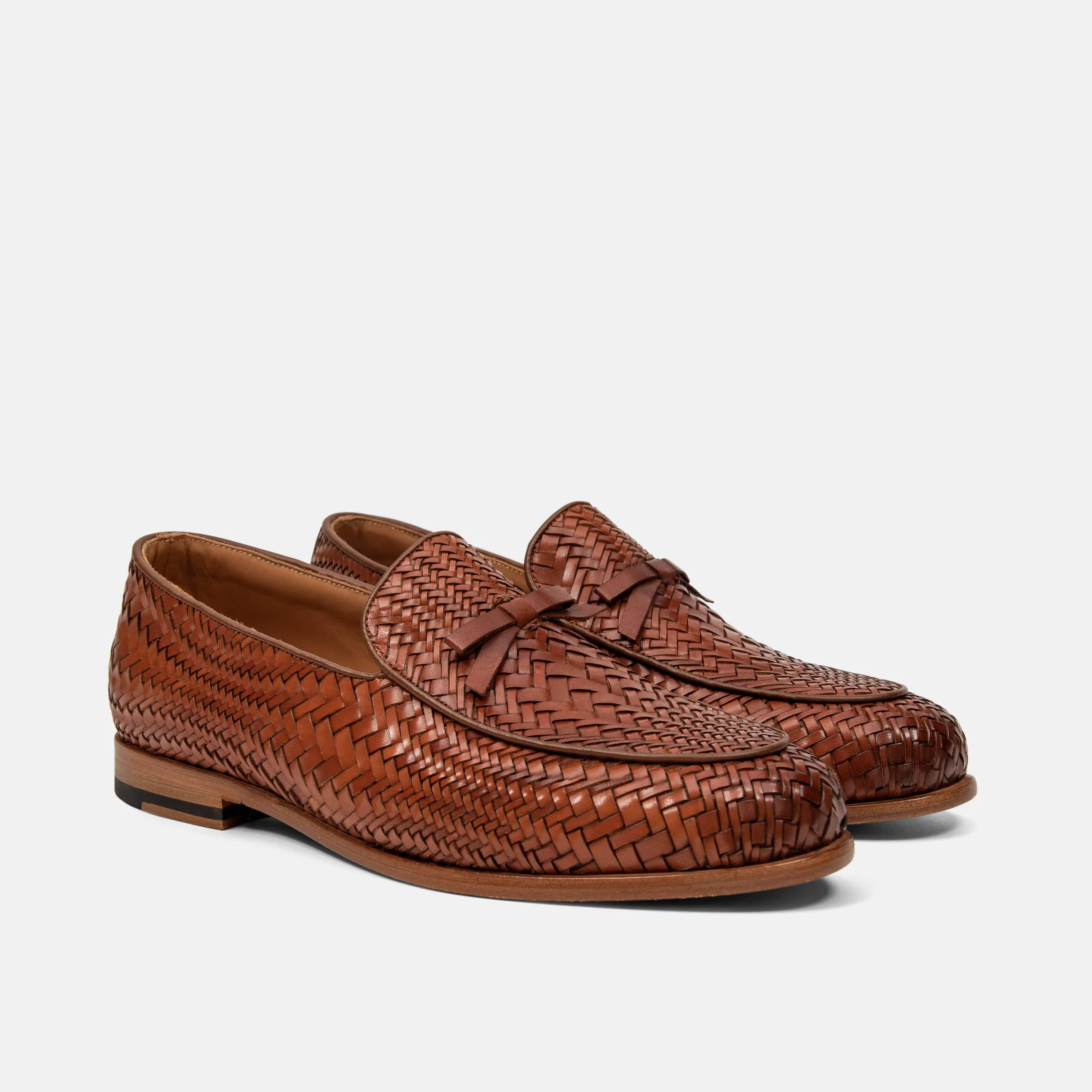 Odell Karamell Gewebte Leder Belgische Loafers