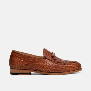 Odell Karamell Gewebte Leder Belgische Loafers