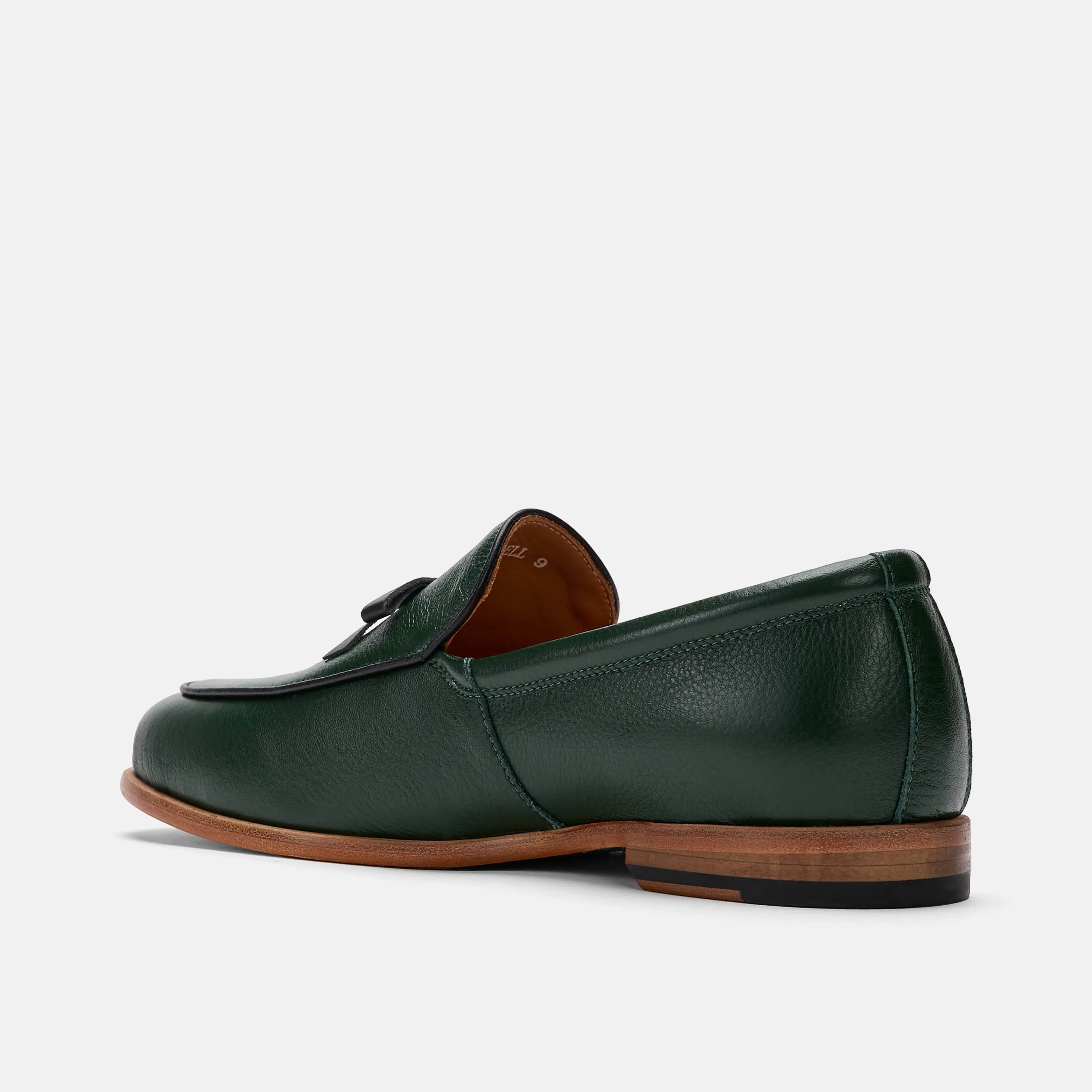 Odell Forest Green Leder Belgische Loafers