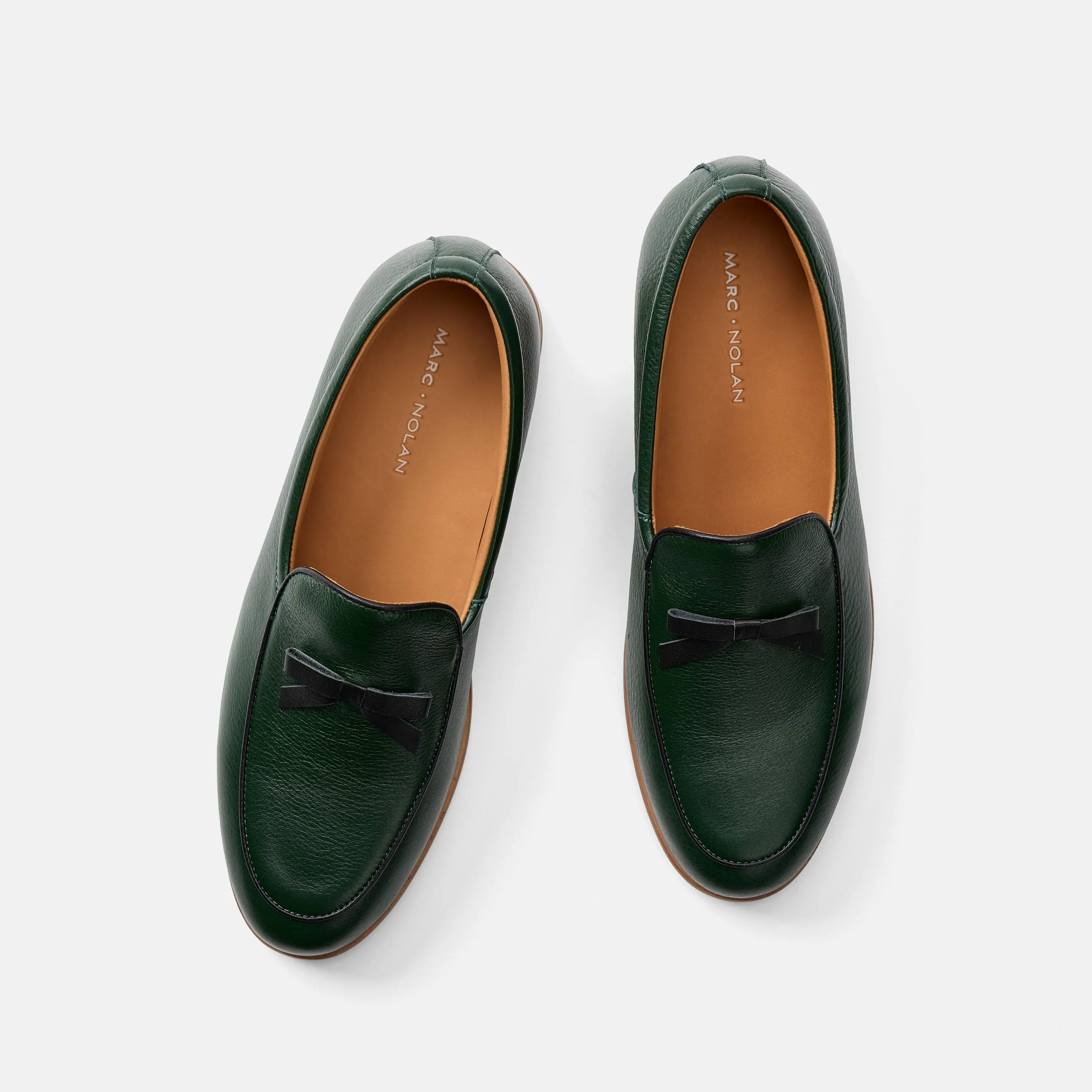 Odell Forest Green Leder Belgische Loafers