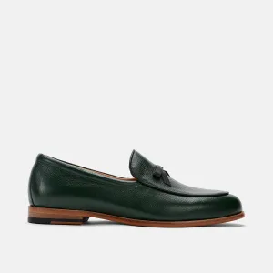 Odell Forest Green Leder Belgische Loafers