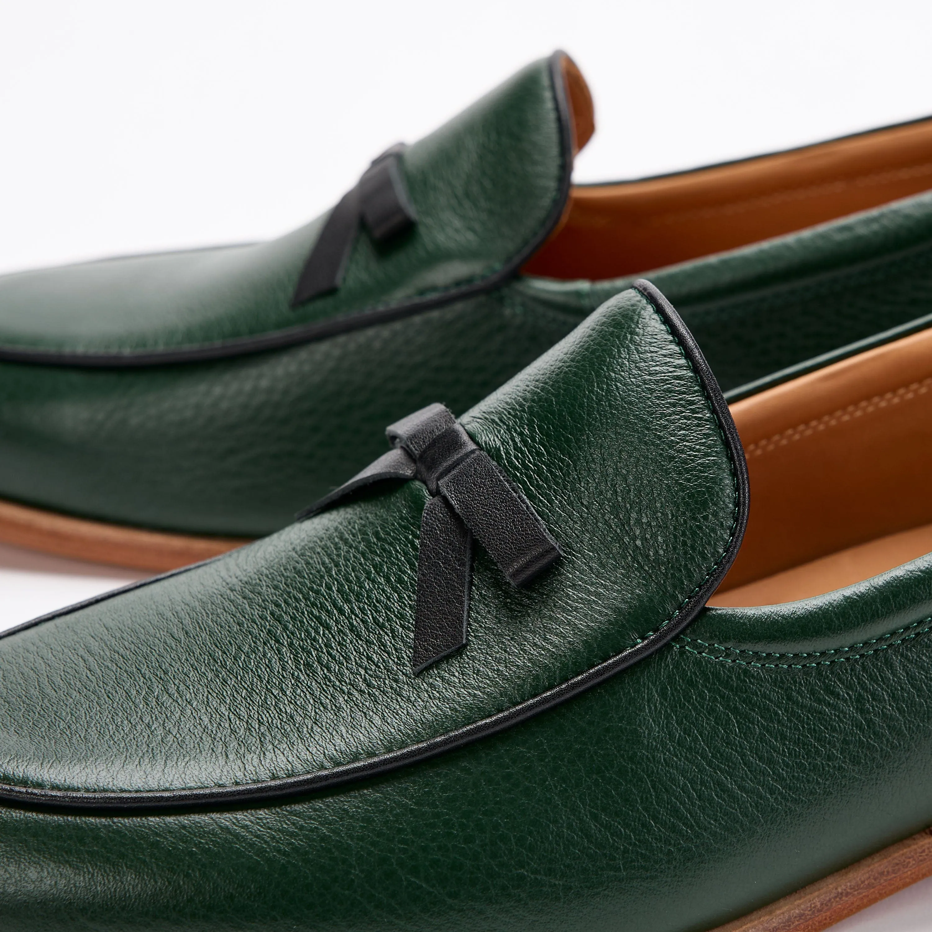 Odell Forest Green Leder Belgische Loafers