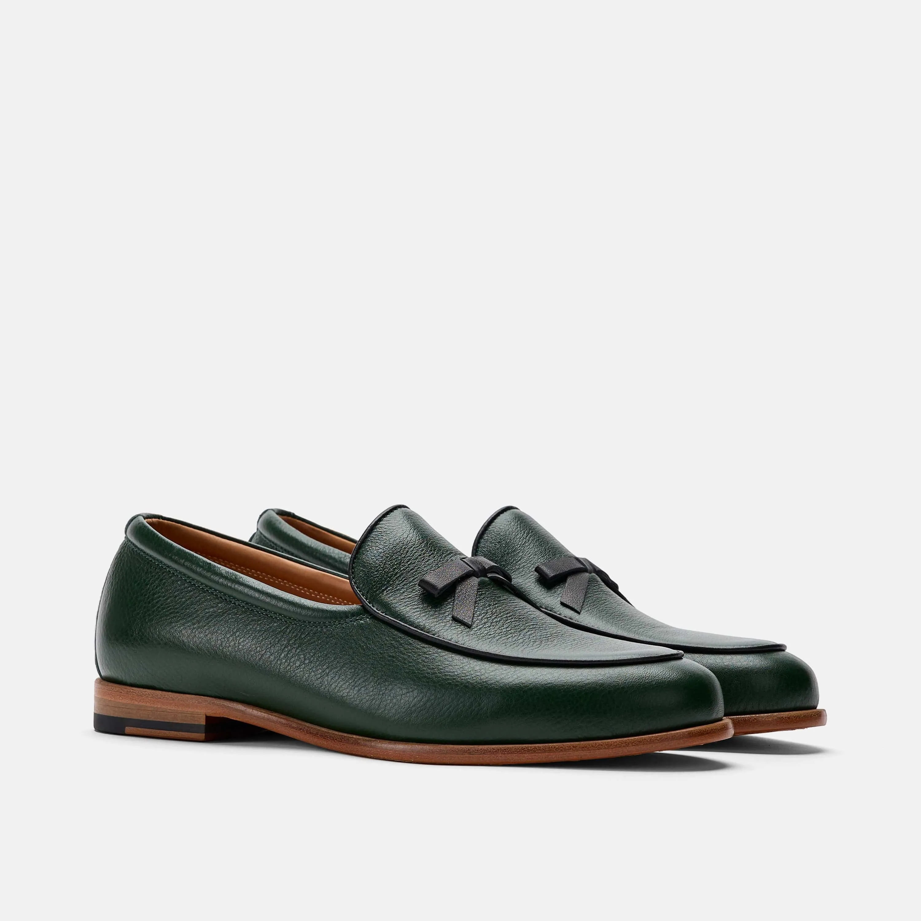 Odell Forest Green Leder Belgische Loafers