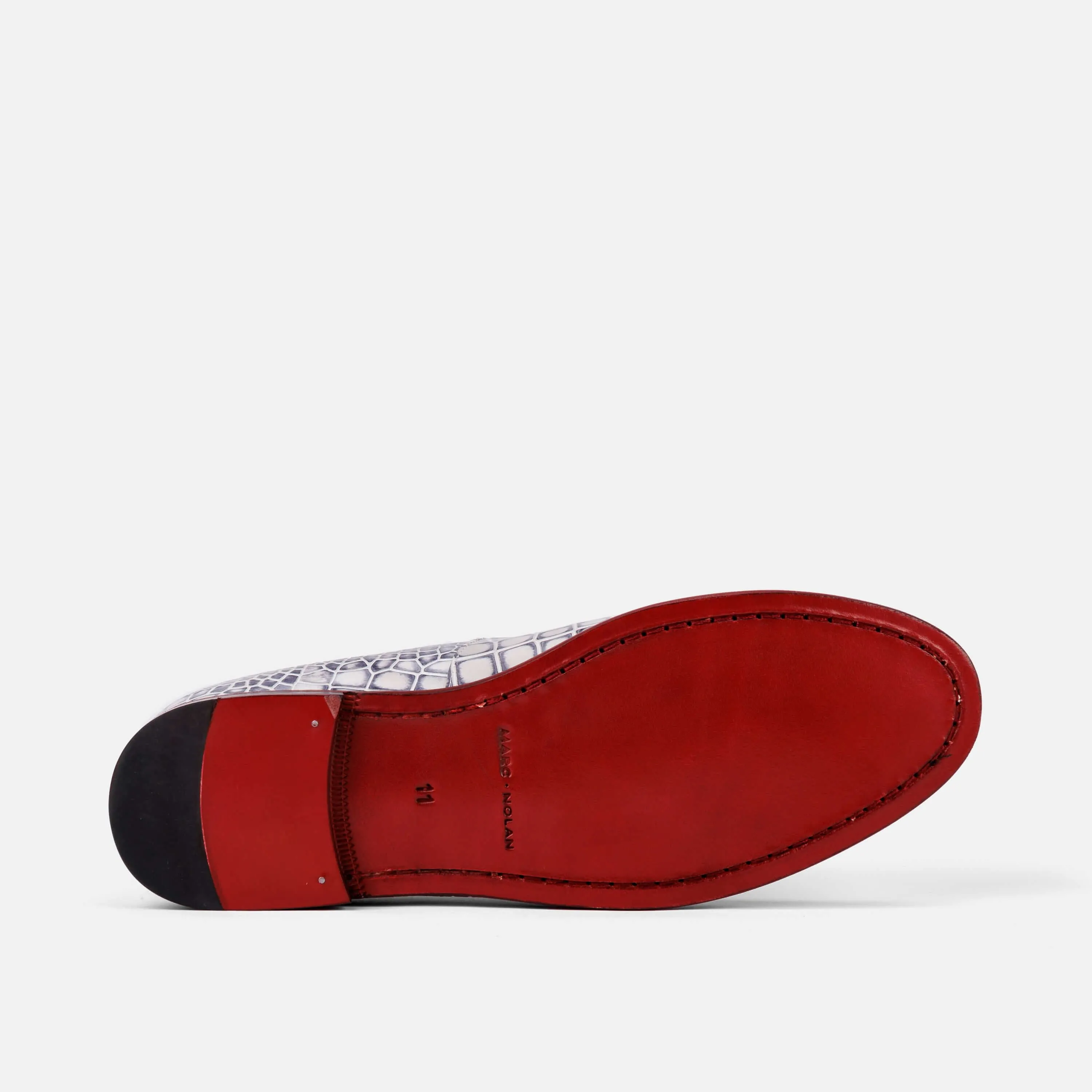 Odell Weiße Krokodilleder Belgische Loafers