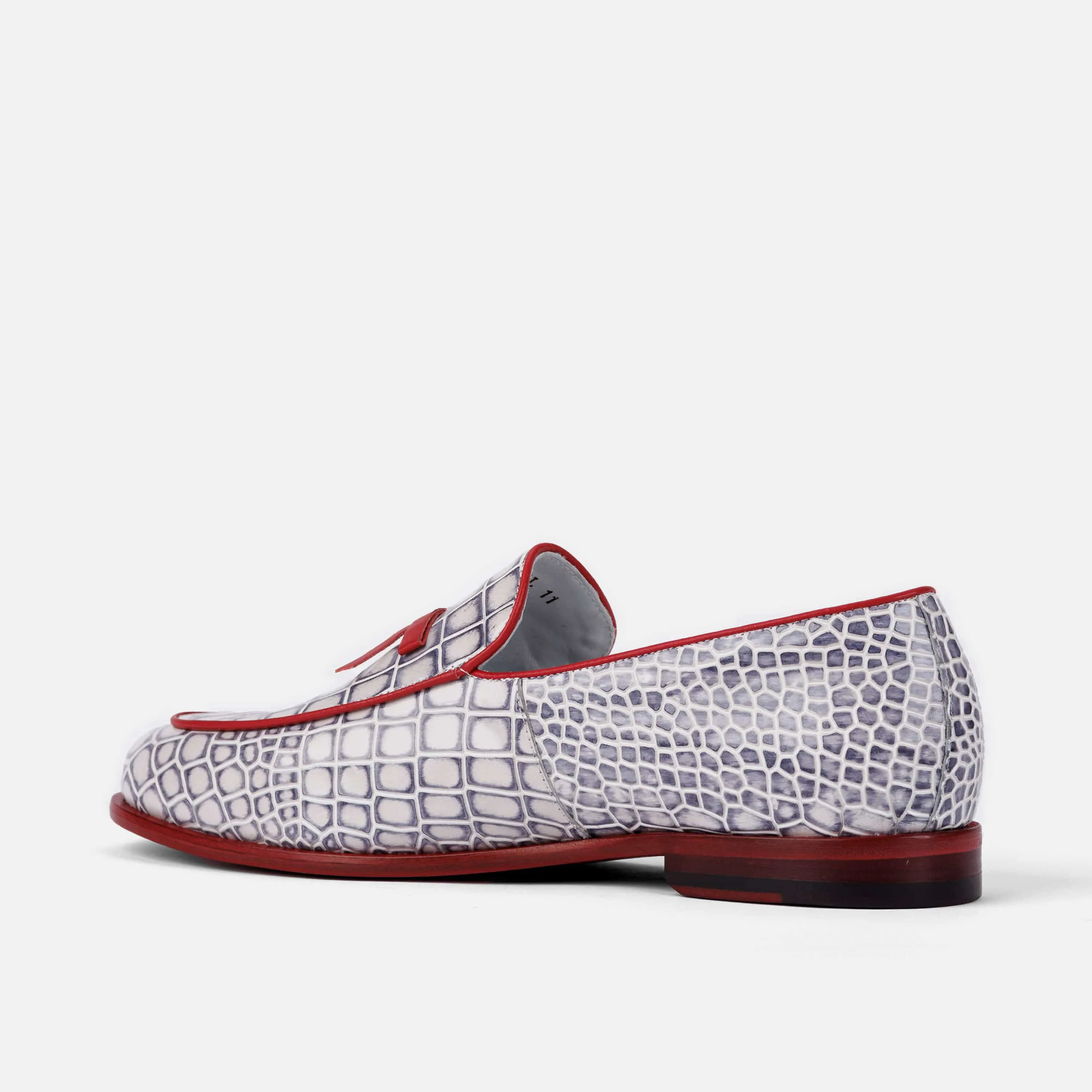 Odell Weiße Krokodilleder Belgische Loafers