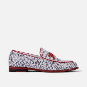 Odell Weiße Krokodilleder Belgische Loafers