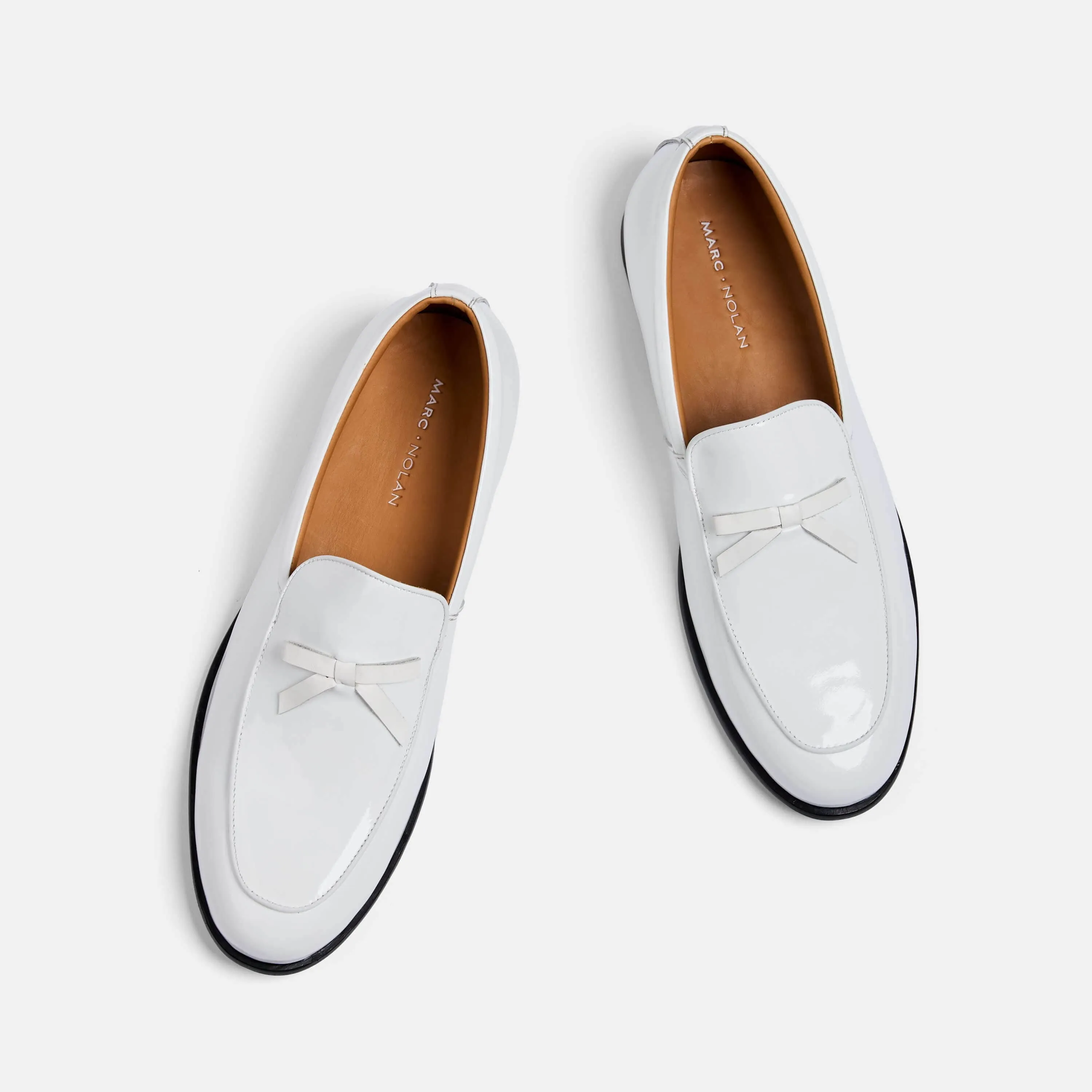 Odell Weiße Lackleder Belgische Loafers