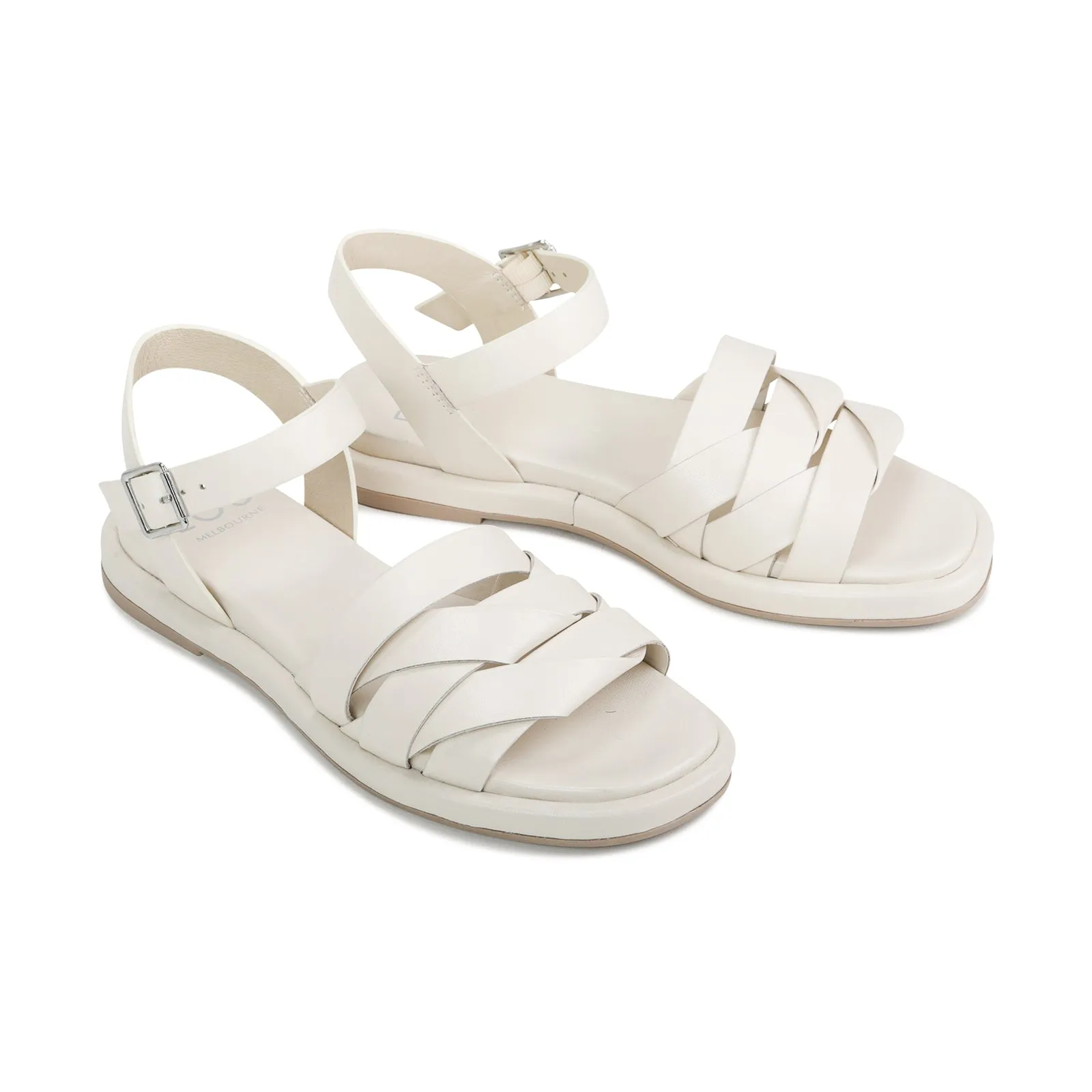 ORIGAMI LEDER SLIDE SANDALEN