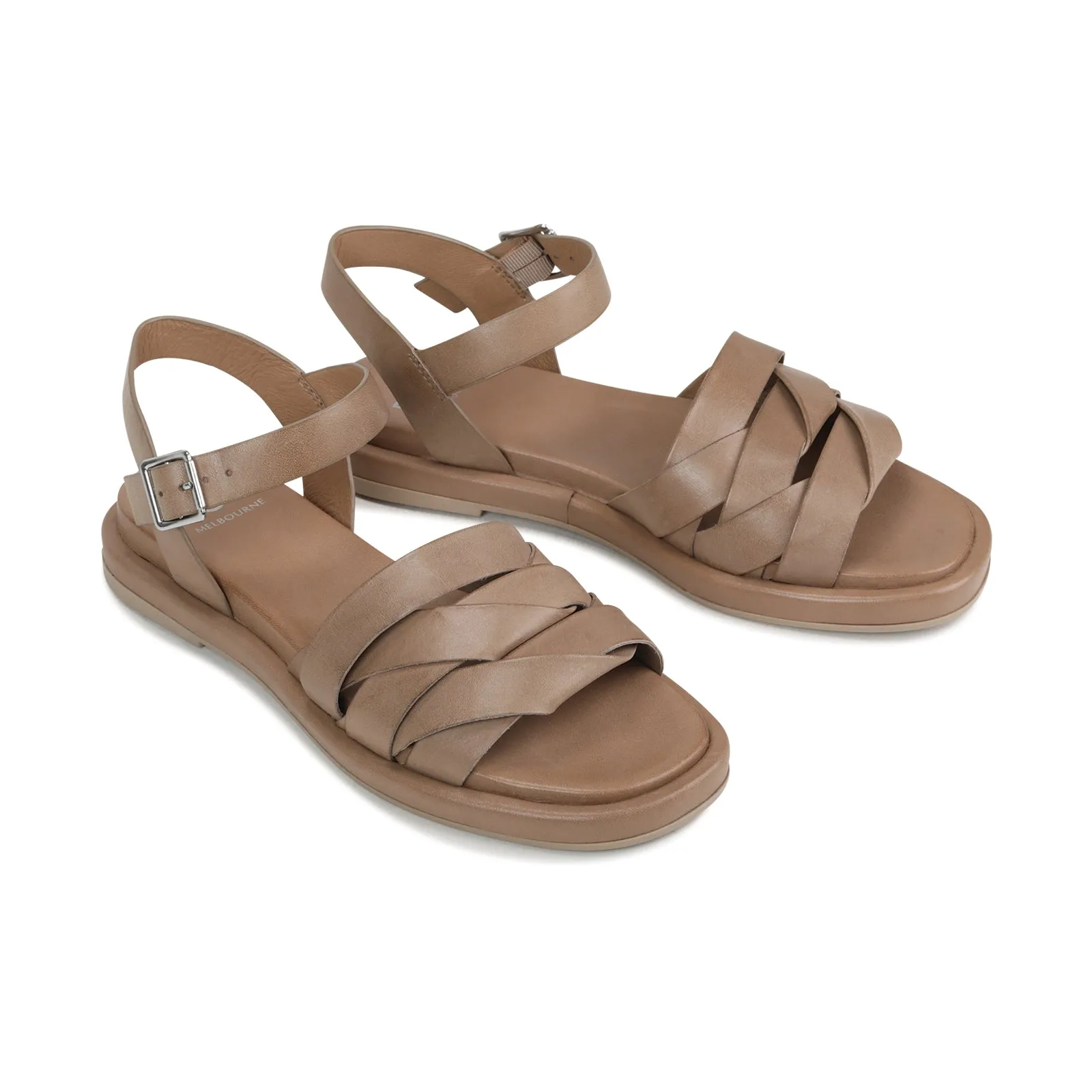 ORIGAMI LEDER SLIDE SANDALEN