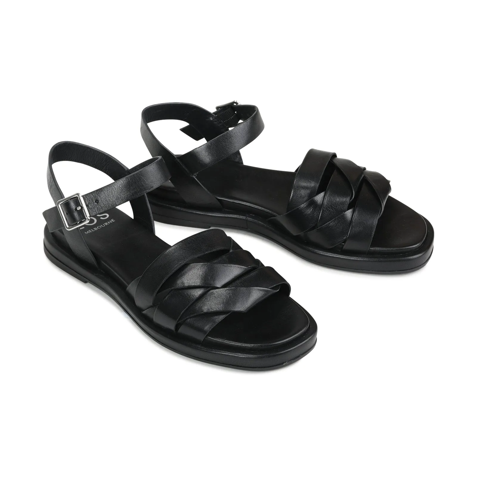 ORIGAMI LEDER SLIDE SANDALEN