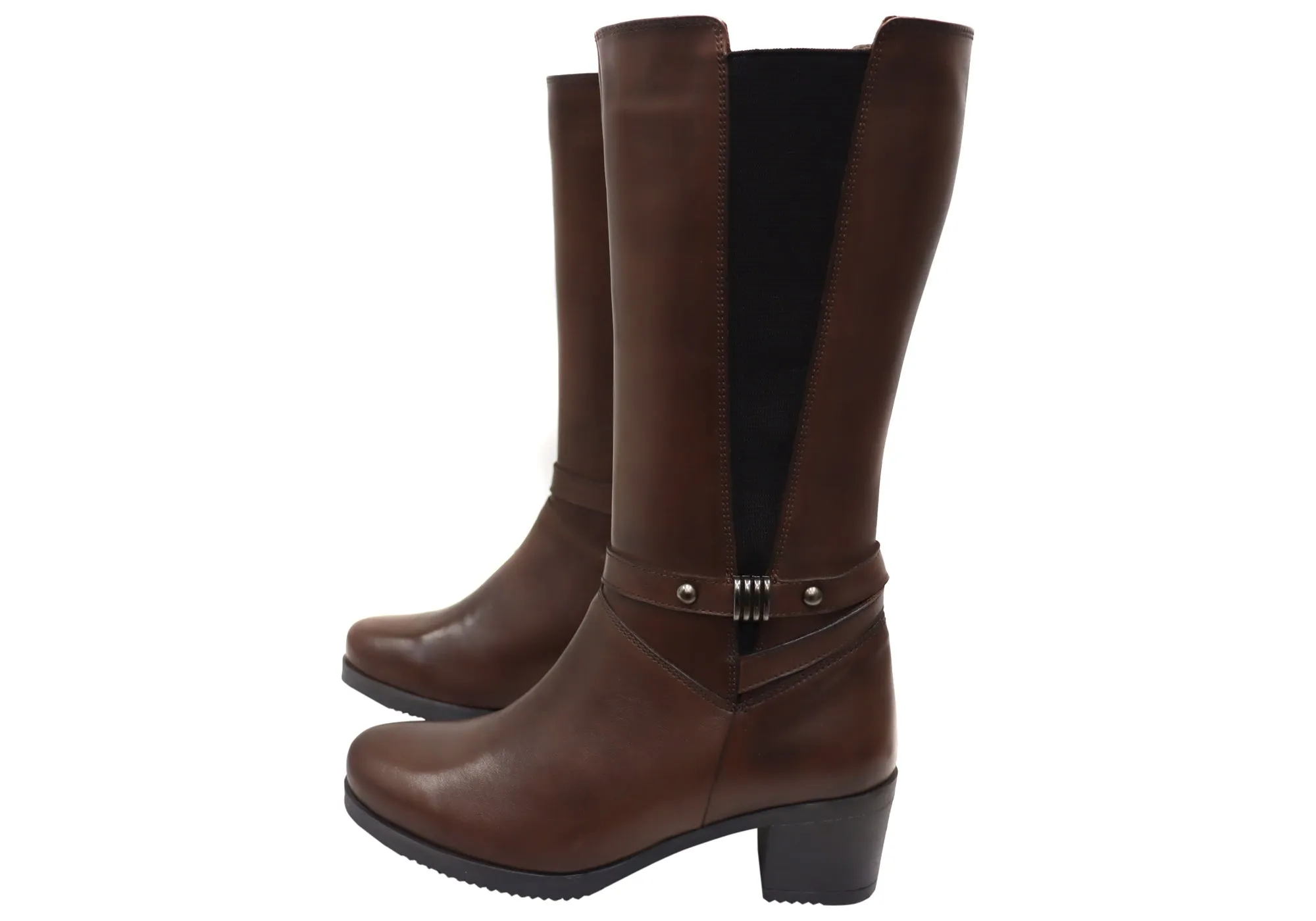 Orizonte Ballara Damen Europäische Bequeme Leder Stiefel Mittlere Wade Orizonte Schuhe