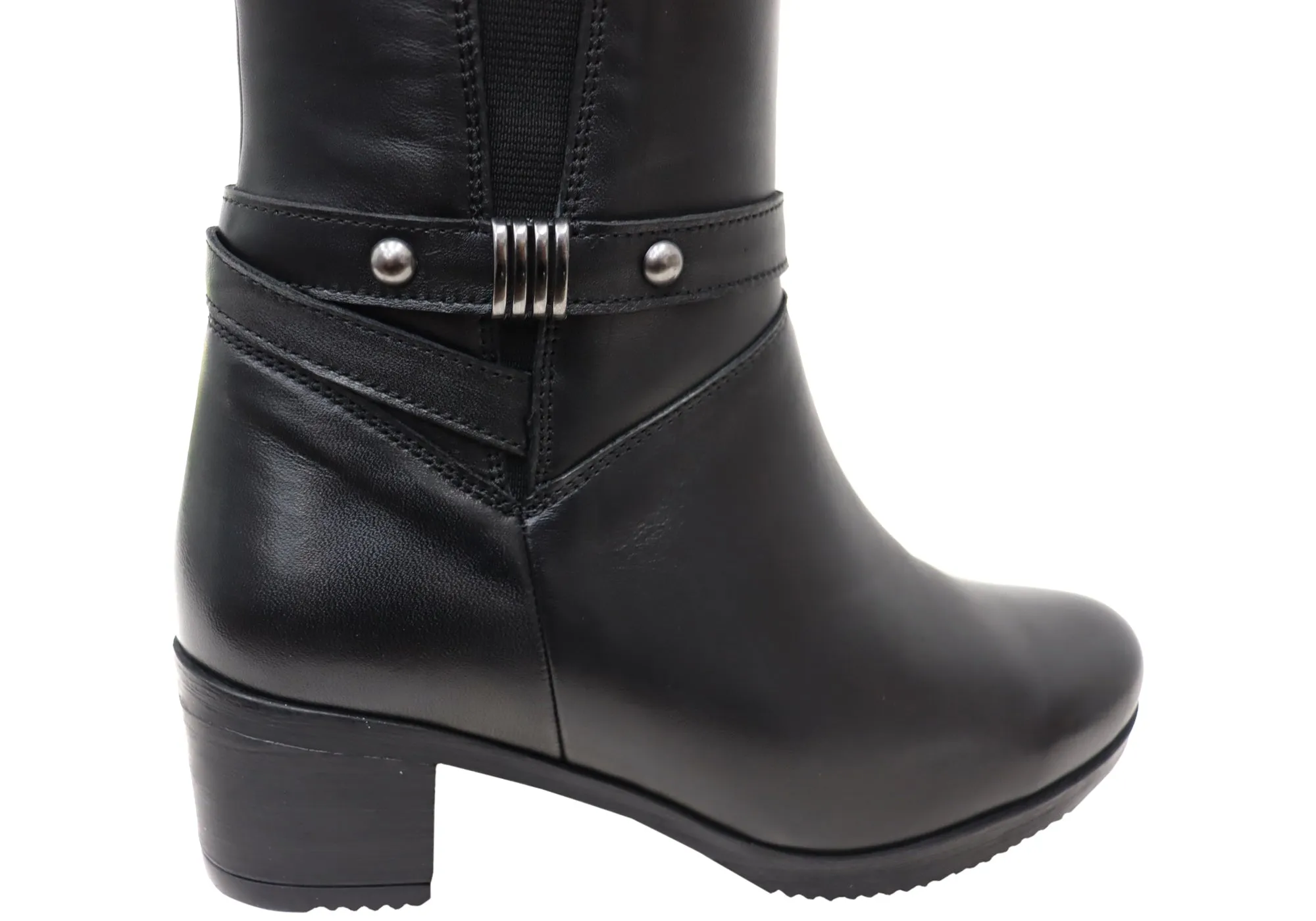 Orizonte Ballara Damen Europäische Bequeme Leder Stiefel Mittlere Wade Orizonte Schuhe