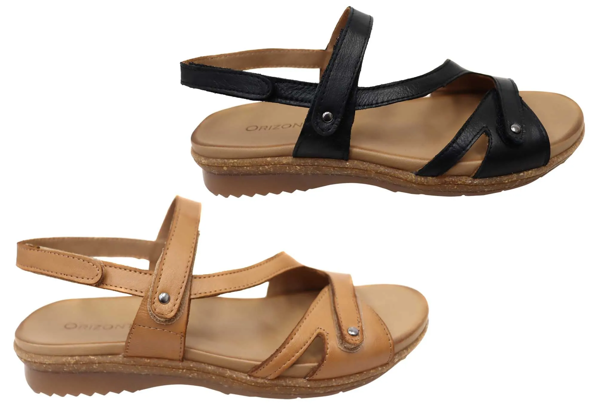 Orizonte Dromana Damen Bequeme Europäische Ledersandalen Orizonte Schuhe