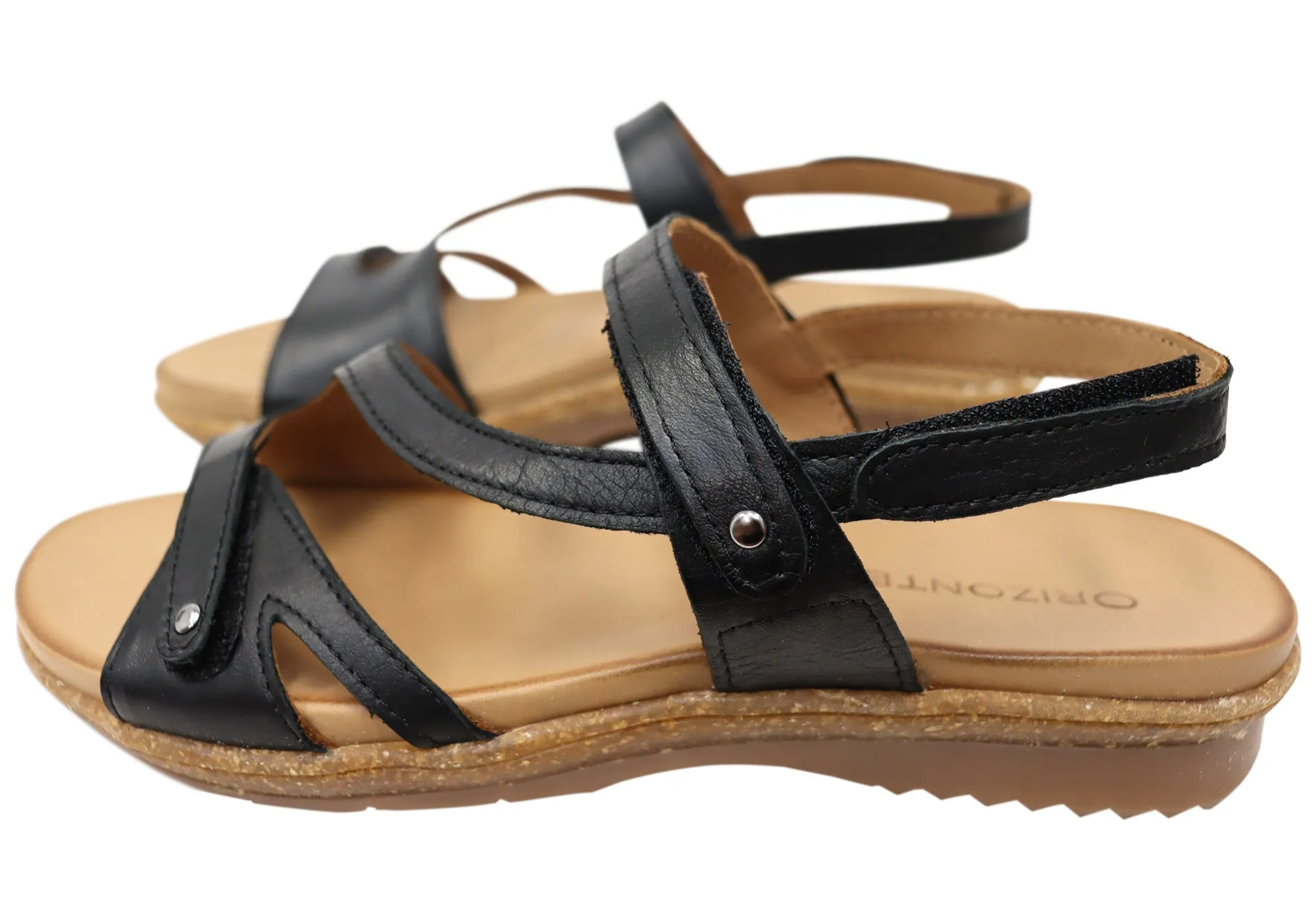 Orizonte Dromana Damen Bequeme Europäische Ledersandalen Orizonte Schuhe