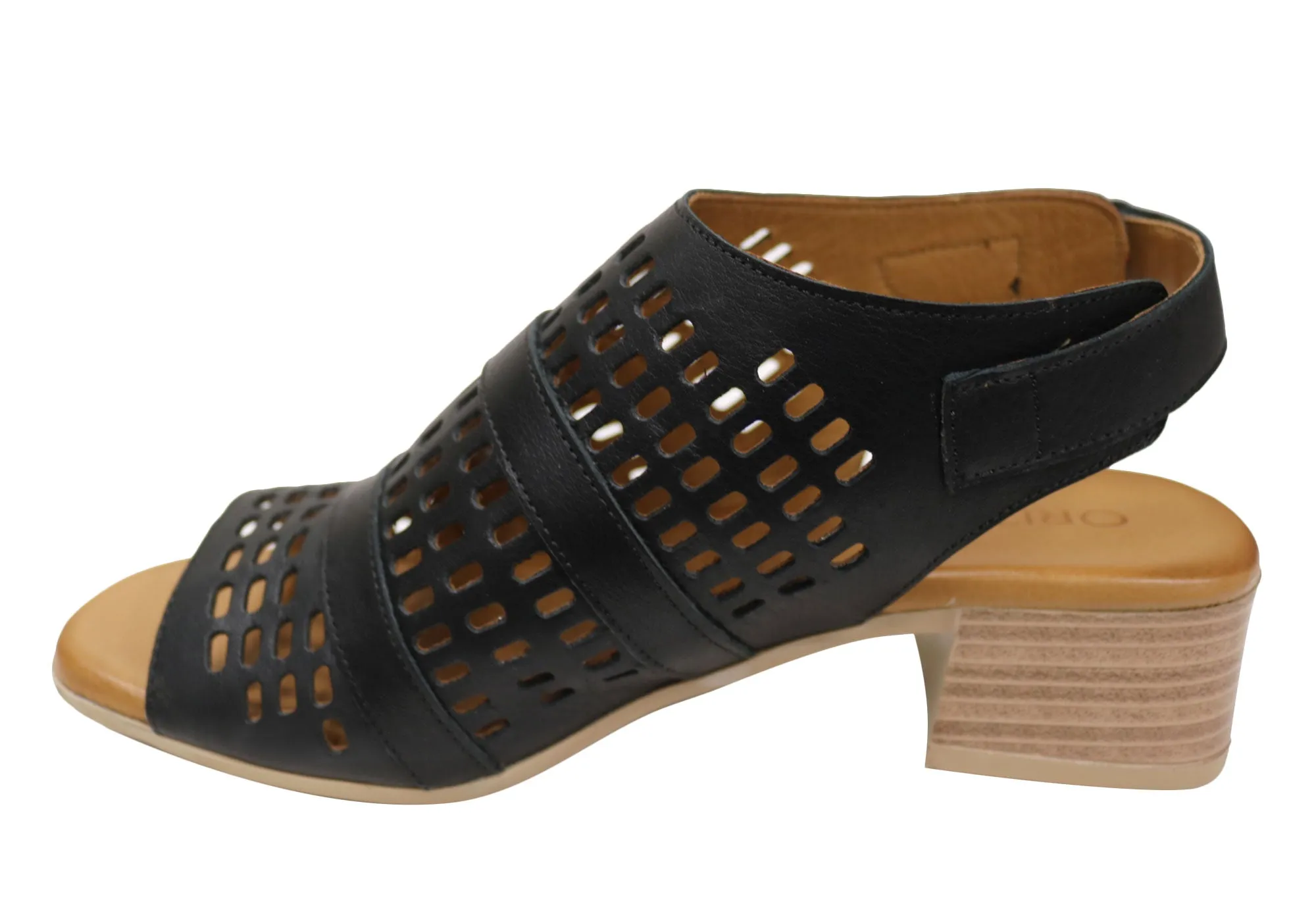 Orizonte Jazela Damen Europäisches Leder Bequeme Sandalen mit niedrigem Absatz Orizonte Schuhe