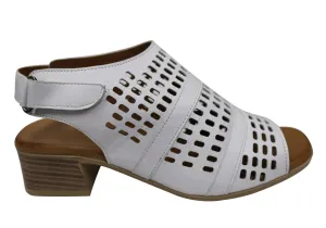Orizonte Jazela Damen Europäisches Leder Bequeme Sandalen mit niedrigem Absatz Orizonte Schuhe