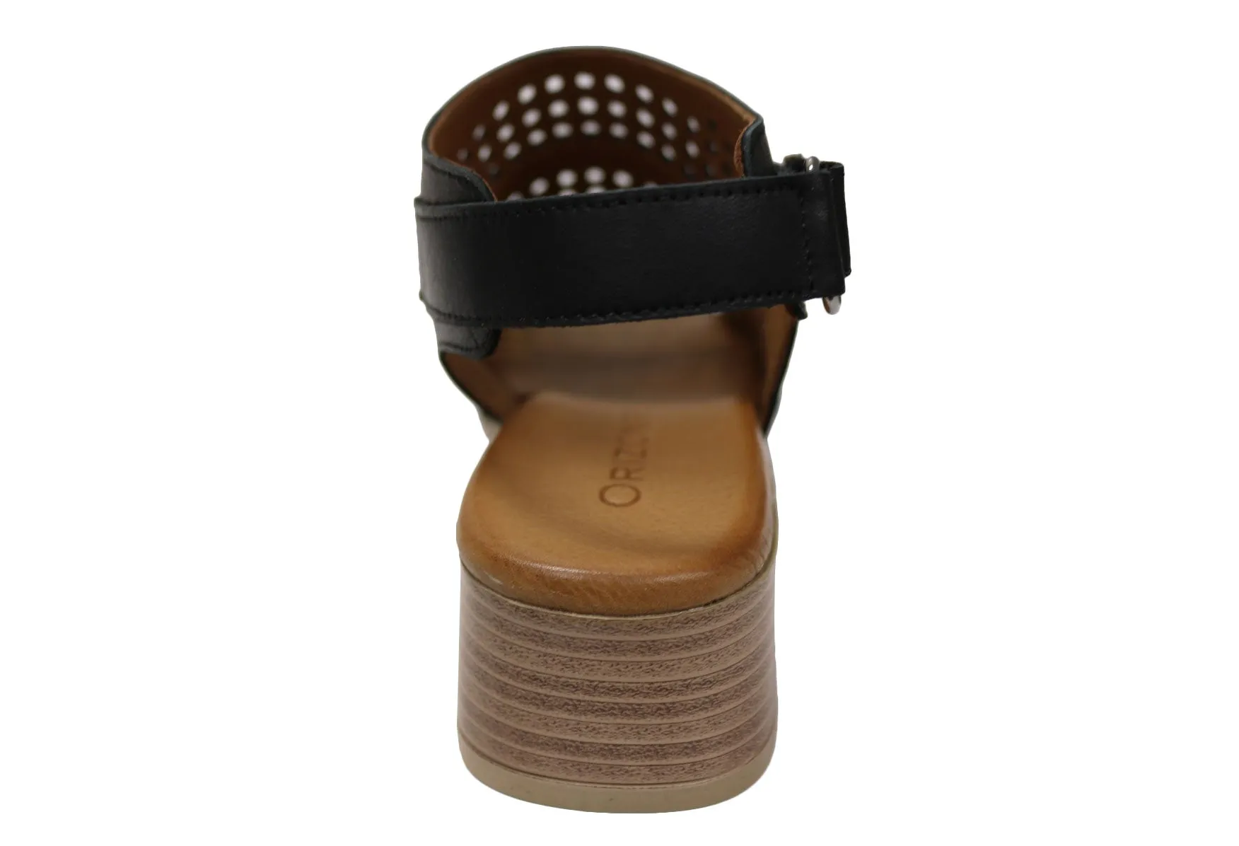 Orizonte Jazela Damen Europäisches Leder Bequeme Sandalen mit niedrigem Absatz Orizonte Schuhe