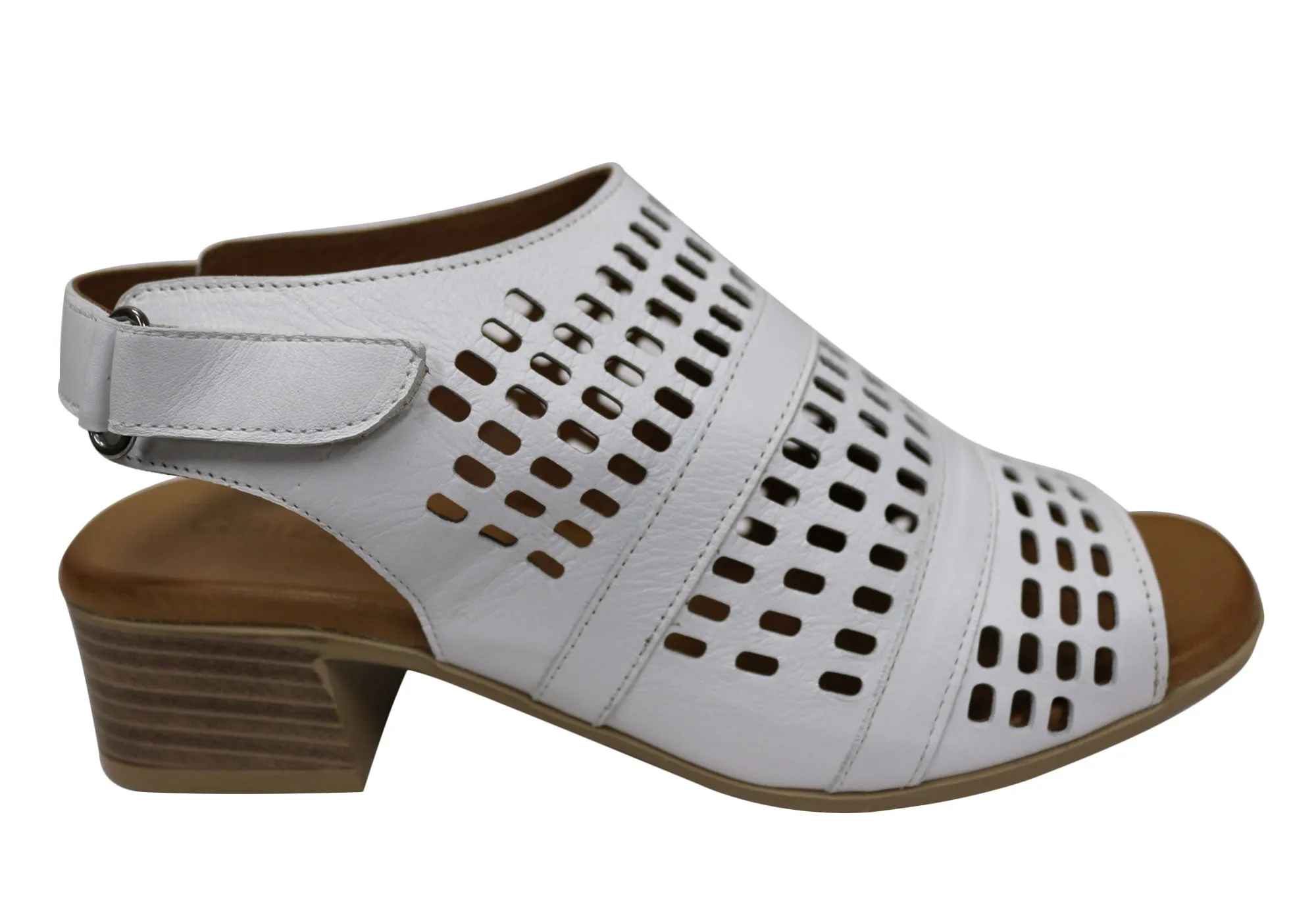 Orizonte Jazela Damen Europäisches Leder Bequeme Sandalen mit niedrigem Absatz Orizonte Schuhe