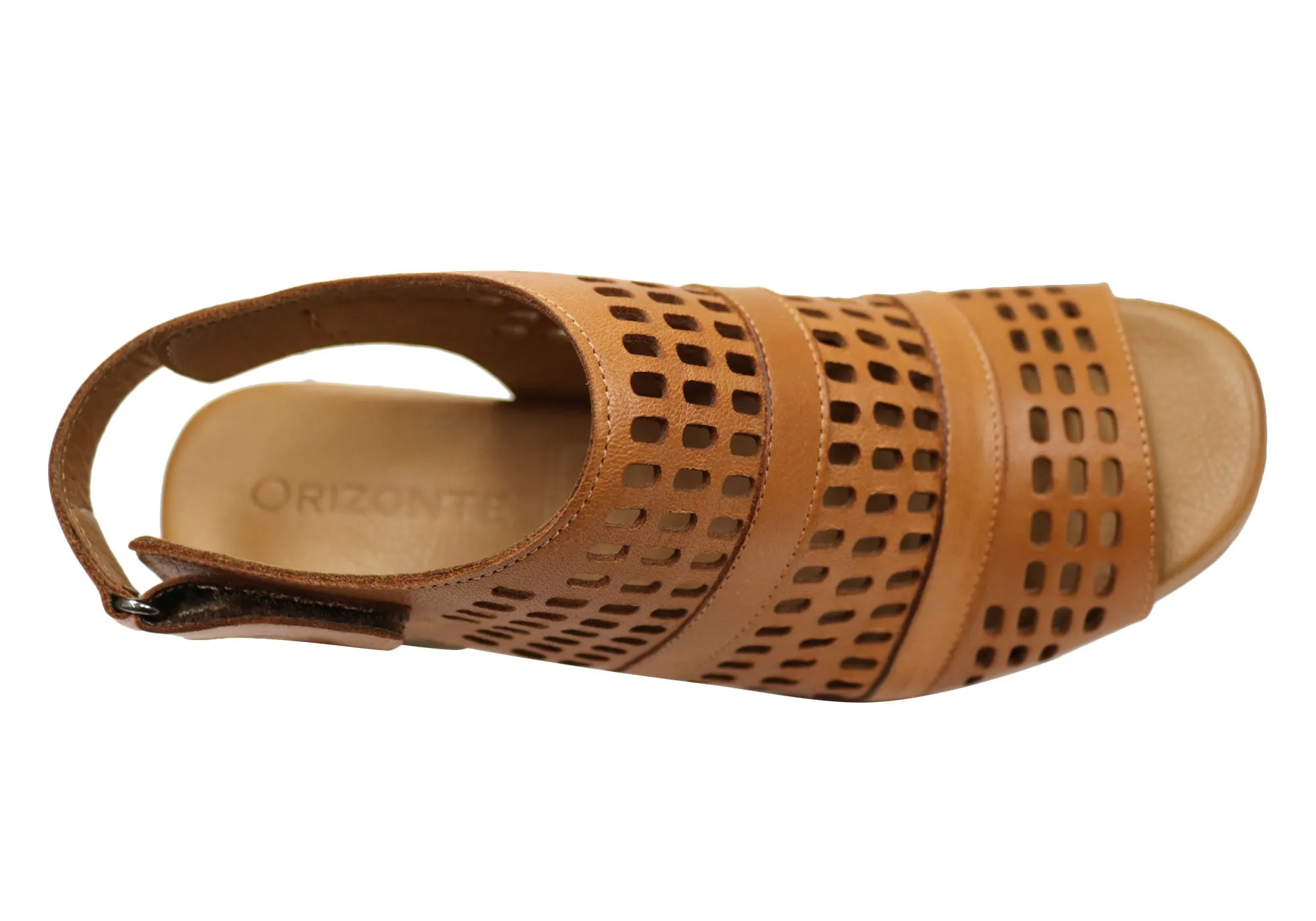 Orizonte Jazela Damen Europäisches Leder Bequeme Sandalen mit niedrigem Absatz Orizonte Schuhe