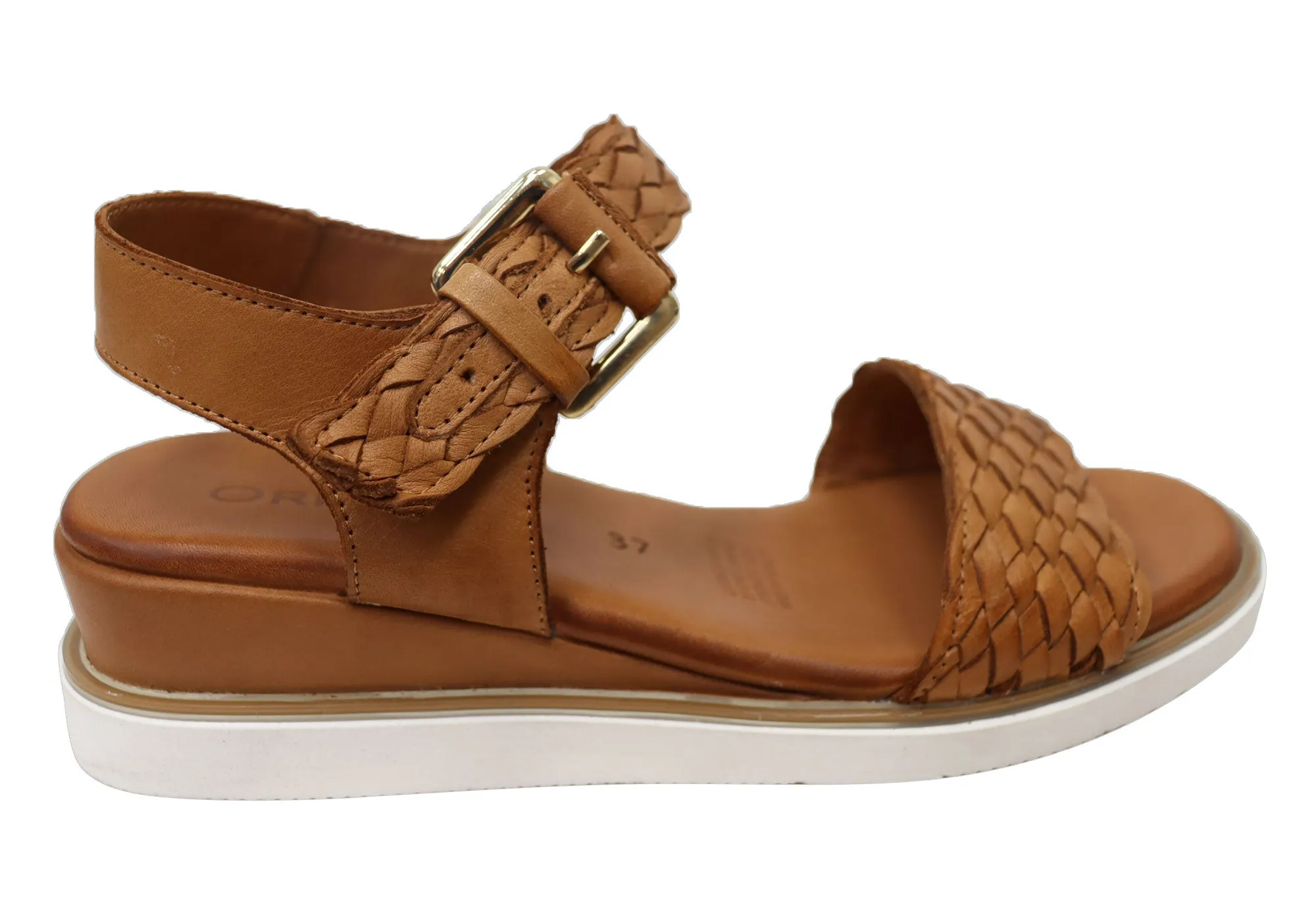Orizonte Queni Damen Bequeme Europäische Keilabsatz-Sandalen aus Leder Orizonte Schuhe