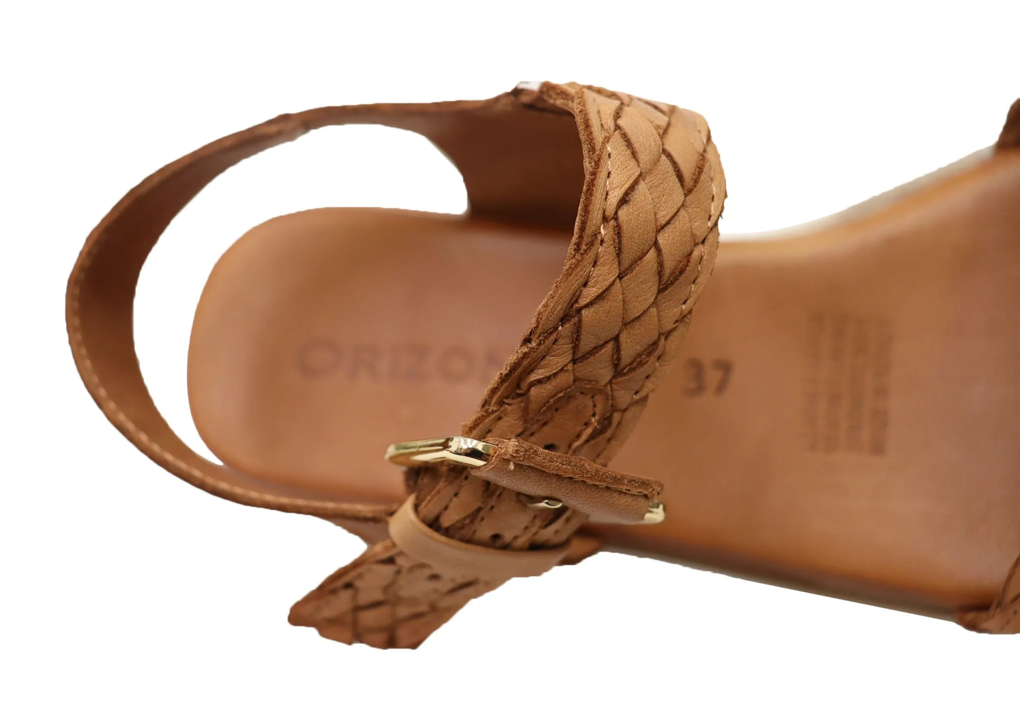 Orizonte Queni Damen Bequeme Europäische Keilabsatz-Sandalen aus Leder Orizonte Schuhe