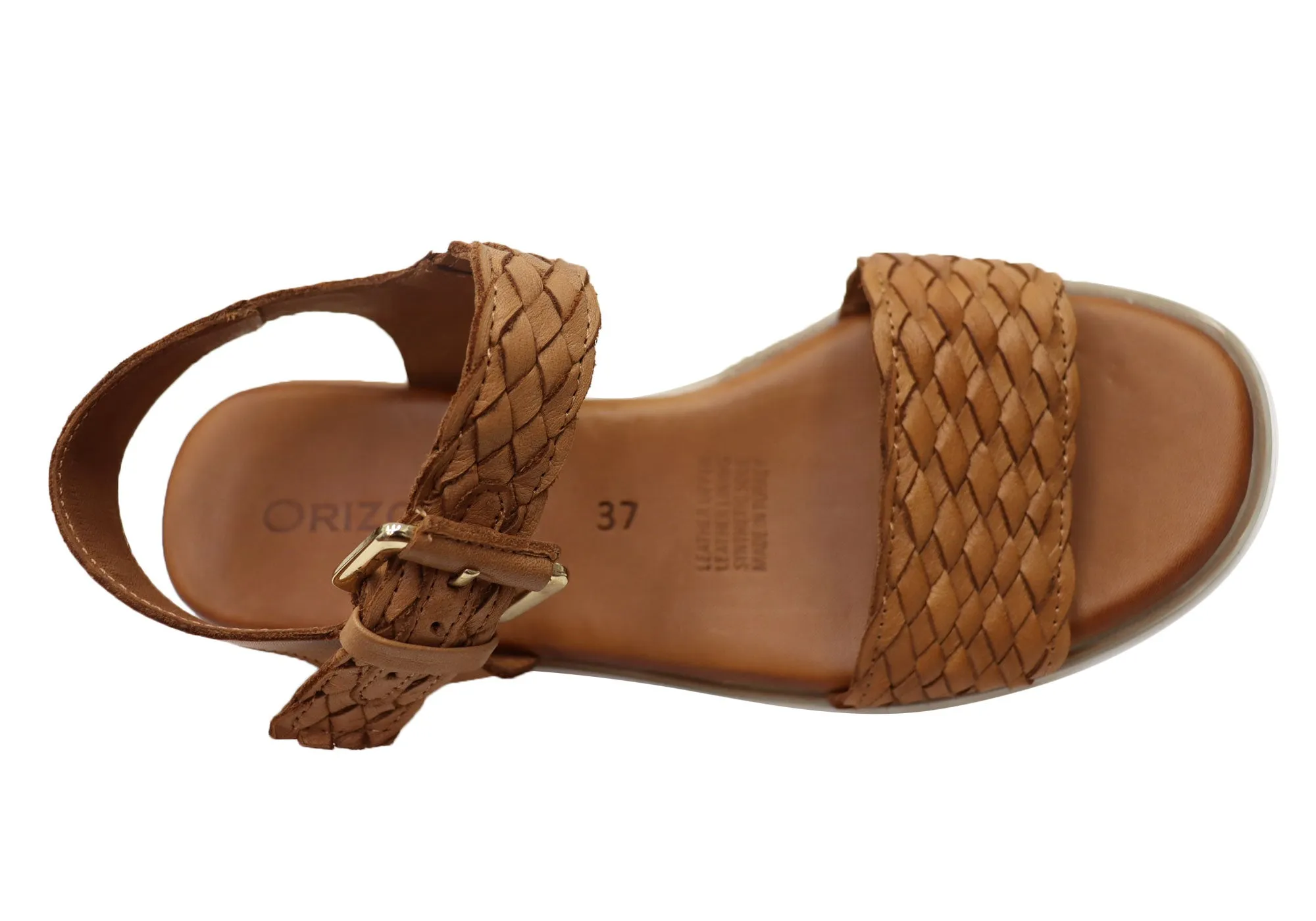 Orizonte Queni Damen Bequeme Europäische Keilabsatz-Sandalen aus Leder Orizonte Schuhe