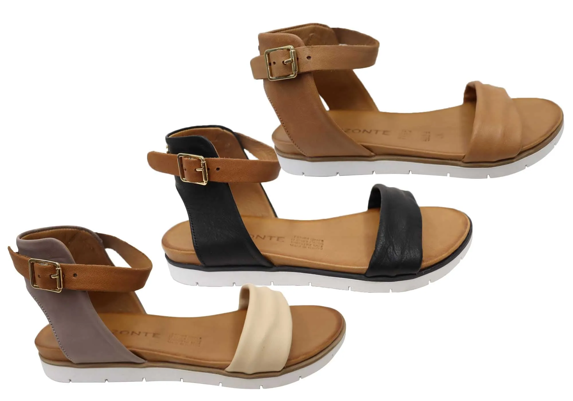 Orizonte Ramos Damen Bequeme Europäische Ledersandalen Orizonte Schuhe